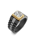 Men's Ring in Black Titanium and 14K Gold