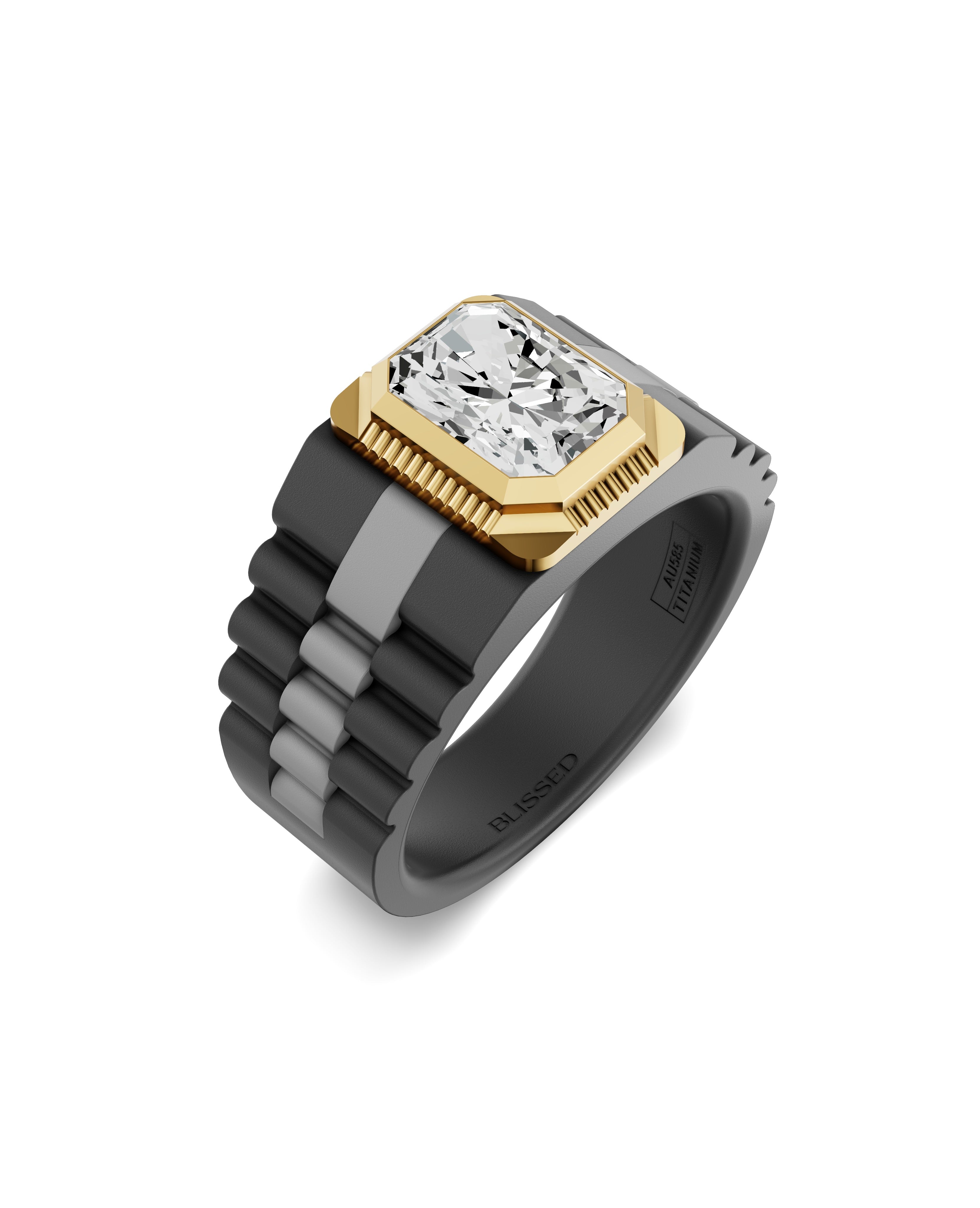 Men's Ring in Black Titanium and 14K Gold