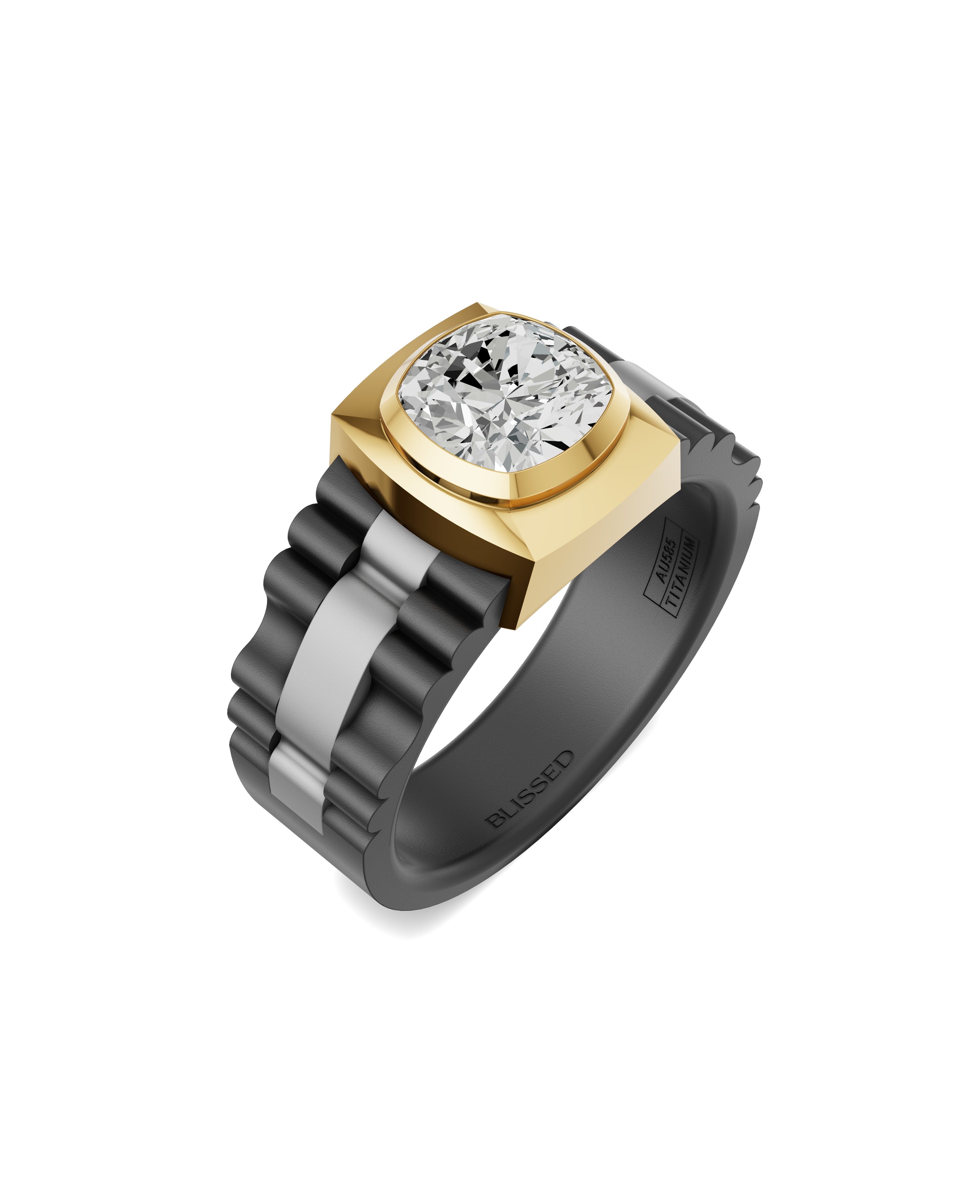 Men's Ring in Black Titanium and 14K Gold
