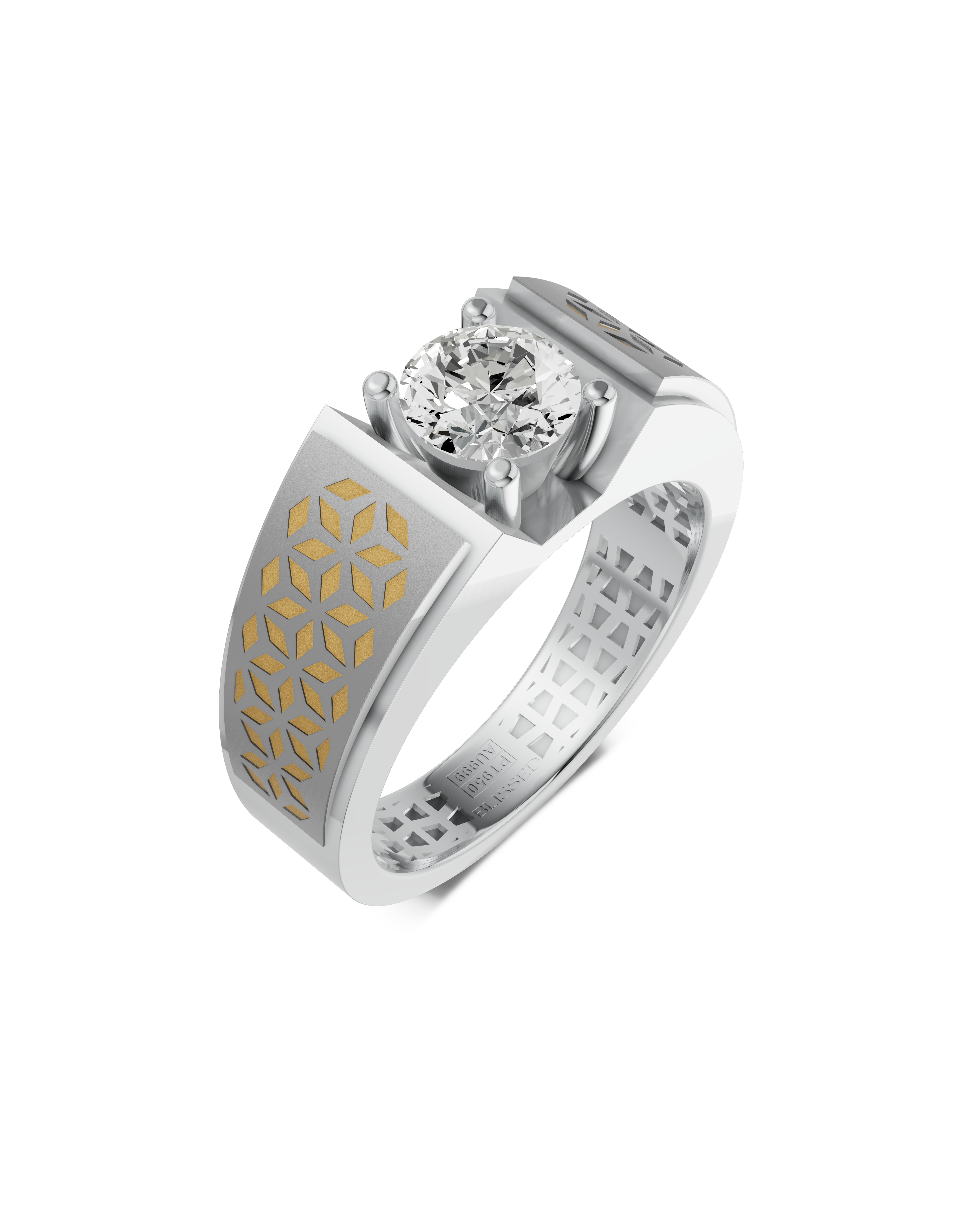 Platinum and 22K Gold Hand-inlay