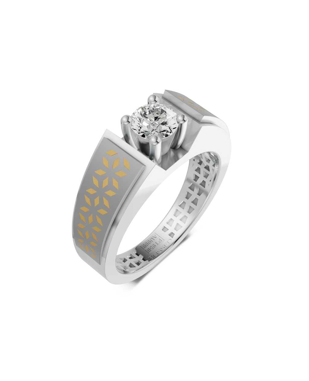 Platinum and Hand-inlaid 22k Gold