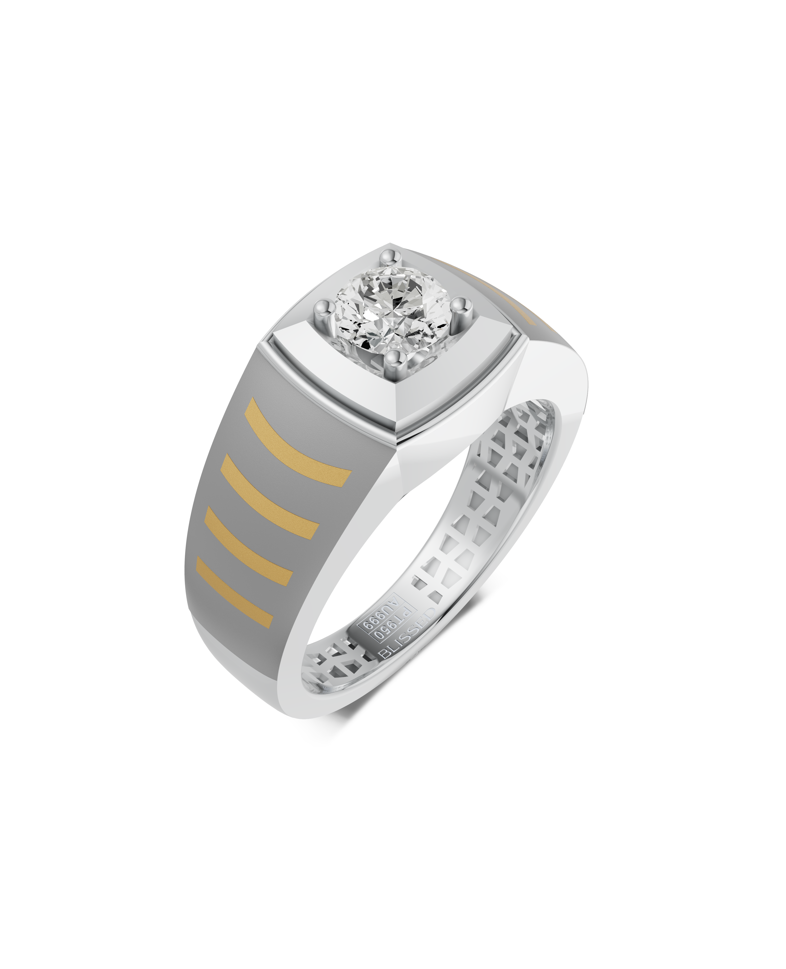 Platinum and Hand-inlaid 22k Gold