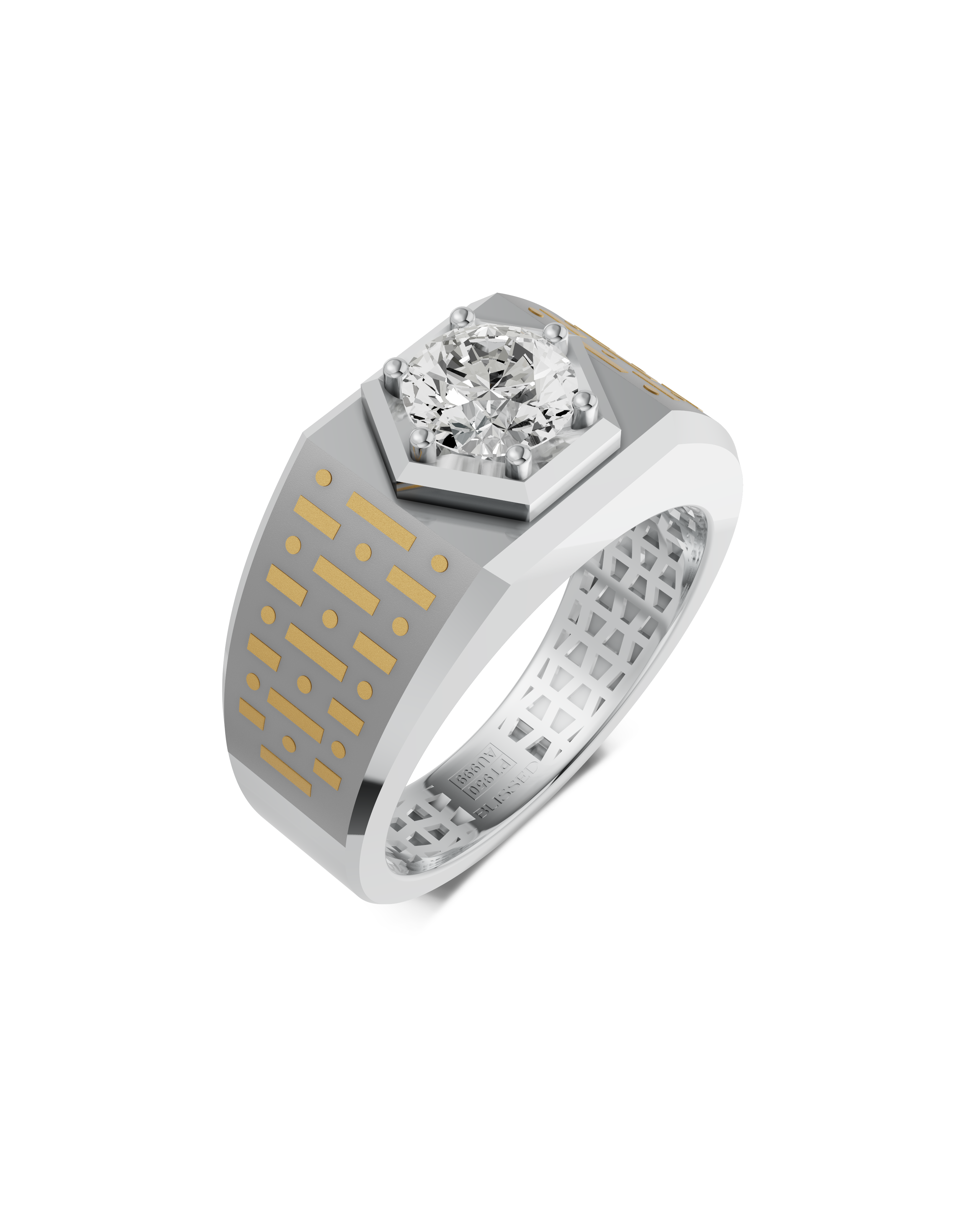 Platinum and Hand-inlaid 22k Gold