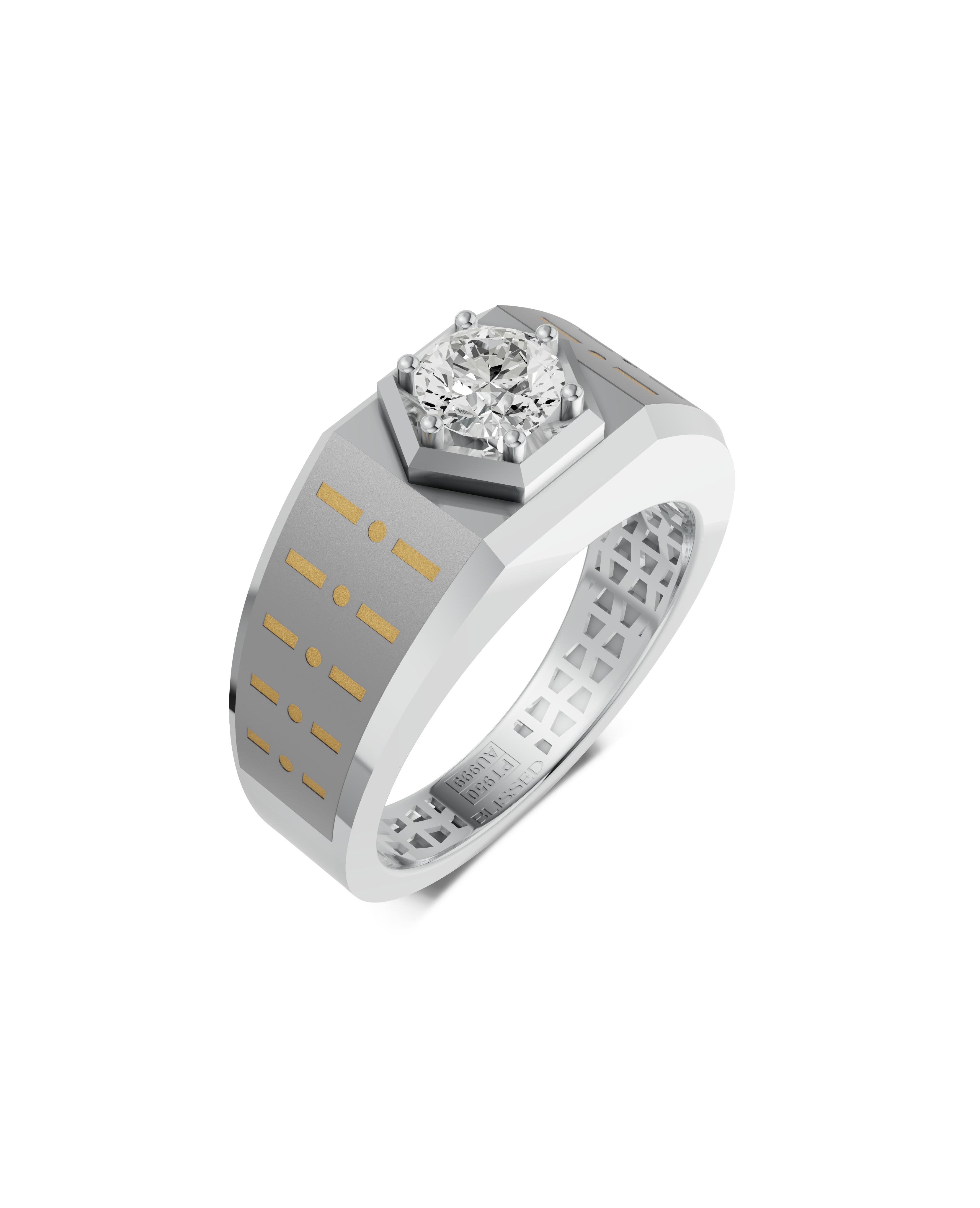 Platinum and Hand-inlaid 22k Gold