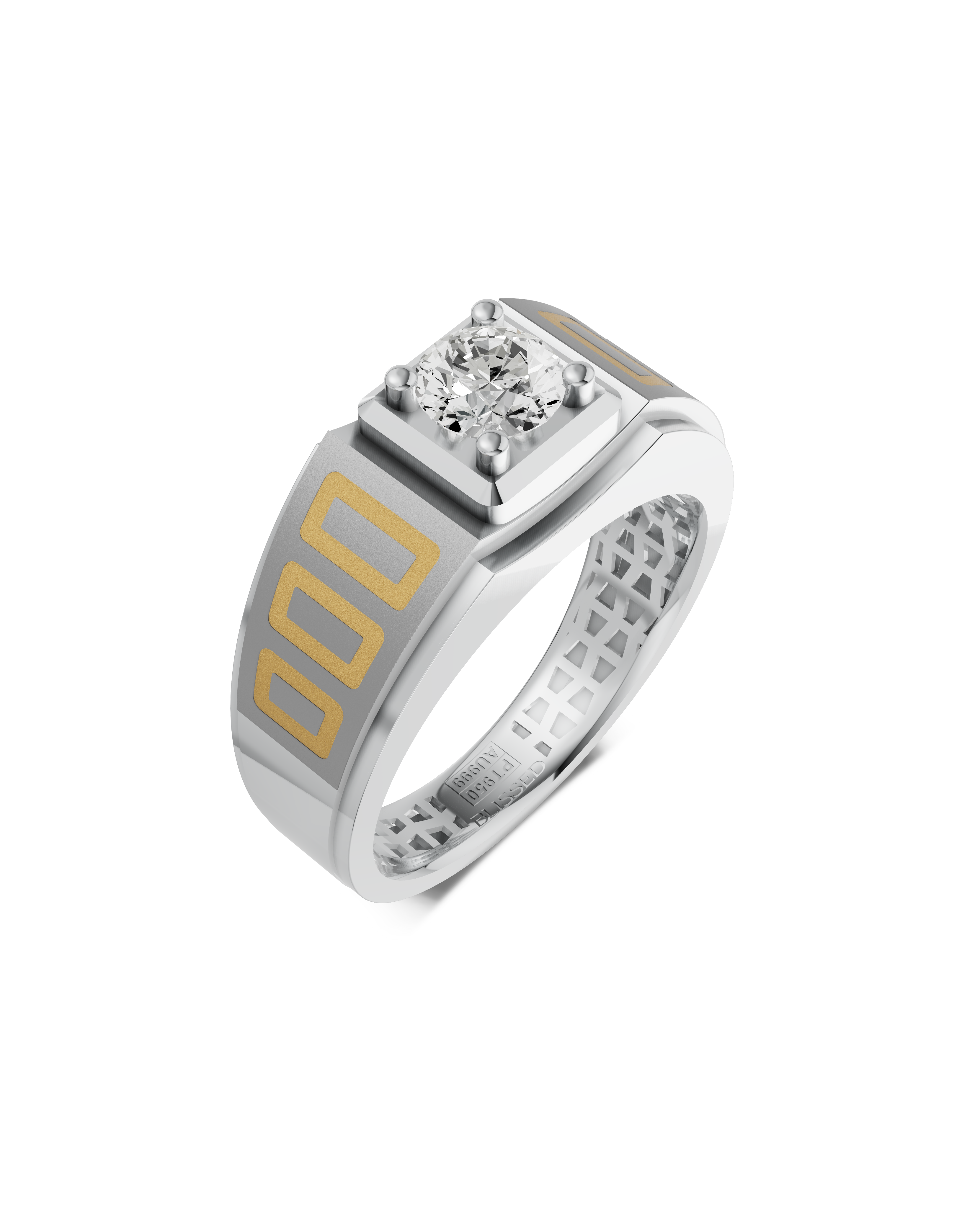 Platinum and Hand-inlaid 22k Gold