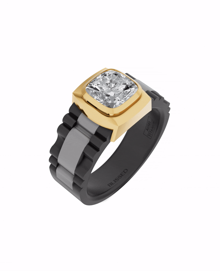 Men's Ring in Black Titanium and 14K Gold