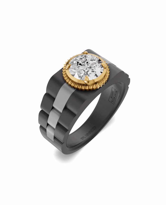 Men's Ring in Black Titanium and 14K Gold