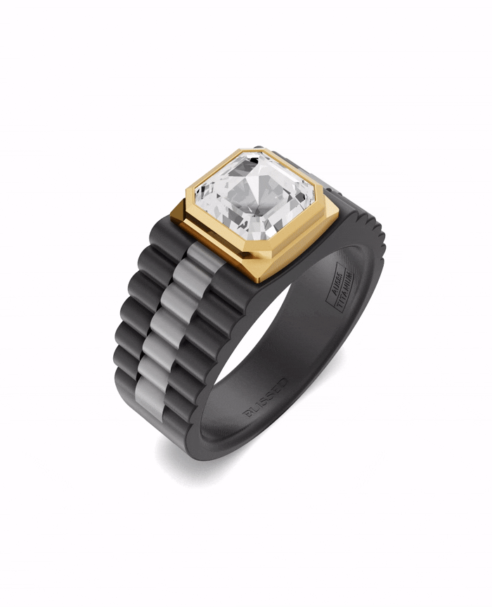 Men's Ring in Black Titanium and 14K Gold
