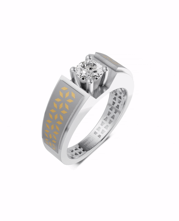 Platinum and Hand-inlaid 22k Gold