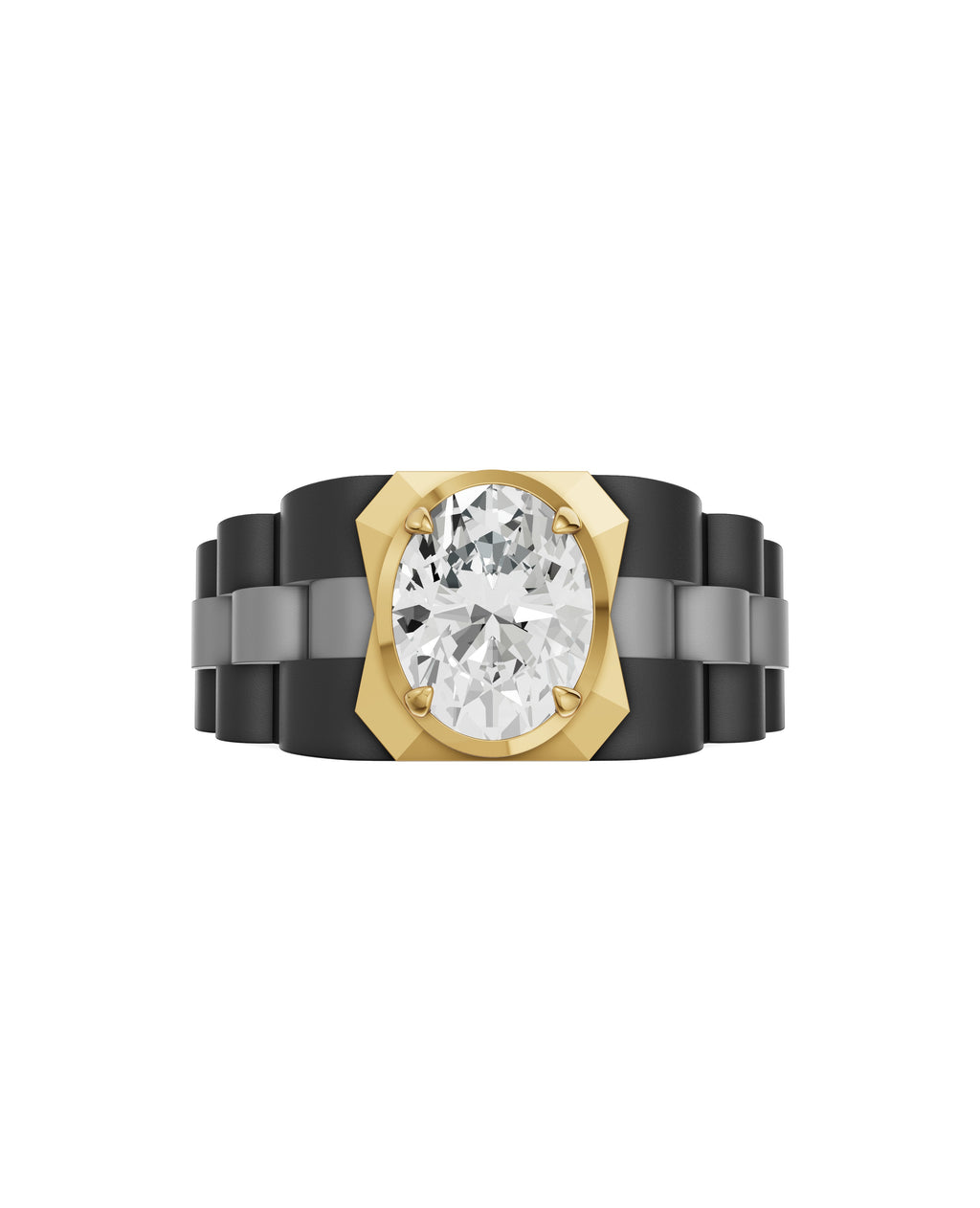 Men's Ring in Black Titanium and 14K Gold