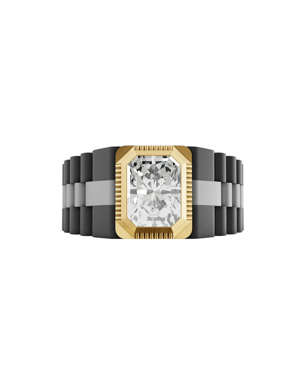 Men's Ring in Black Titanium and 14K Gold