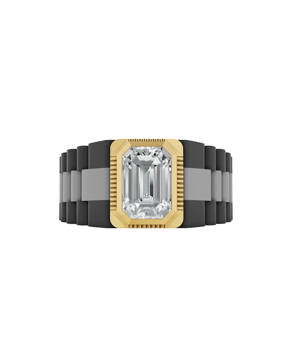 Men's Ring in Black Titanium and 14K Gold