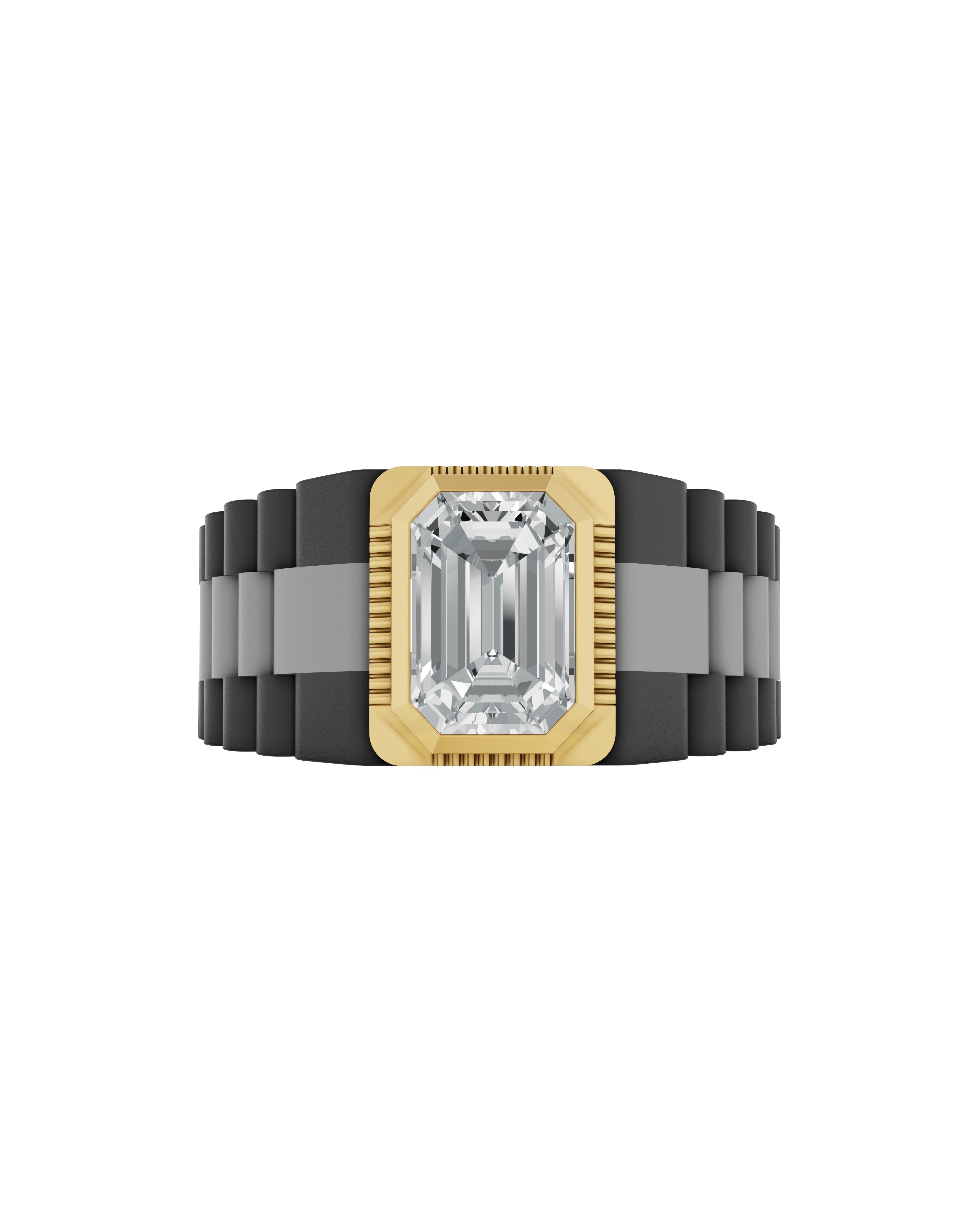 Men's Ring in Black Titanium and 14K Gold