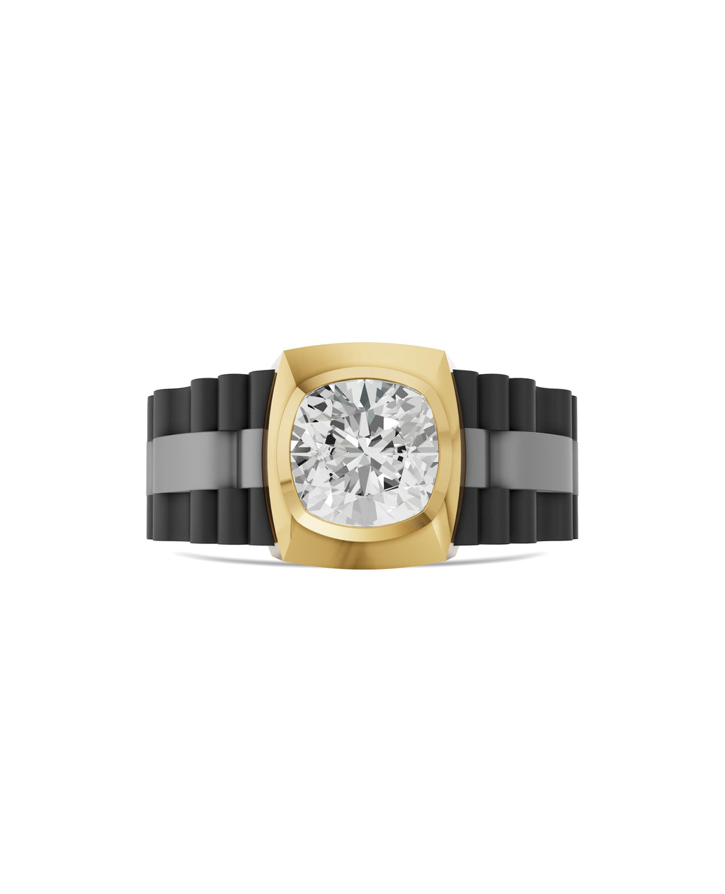 Men's Ring in Black Titanium and 14K Gold
