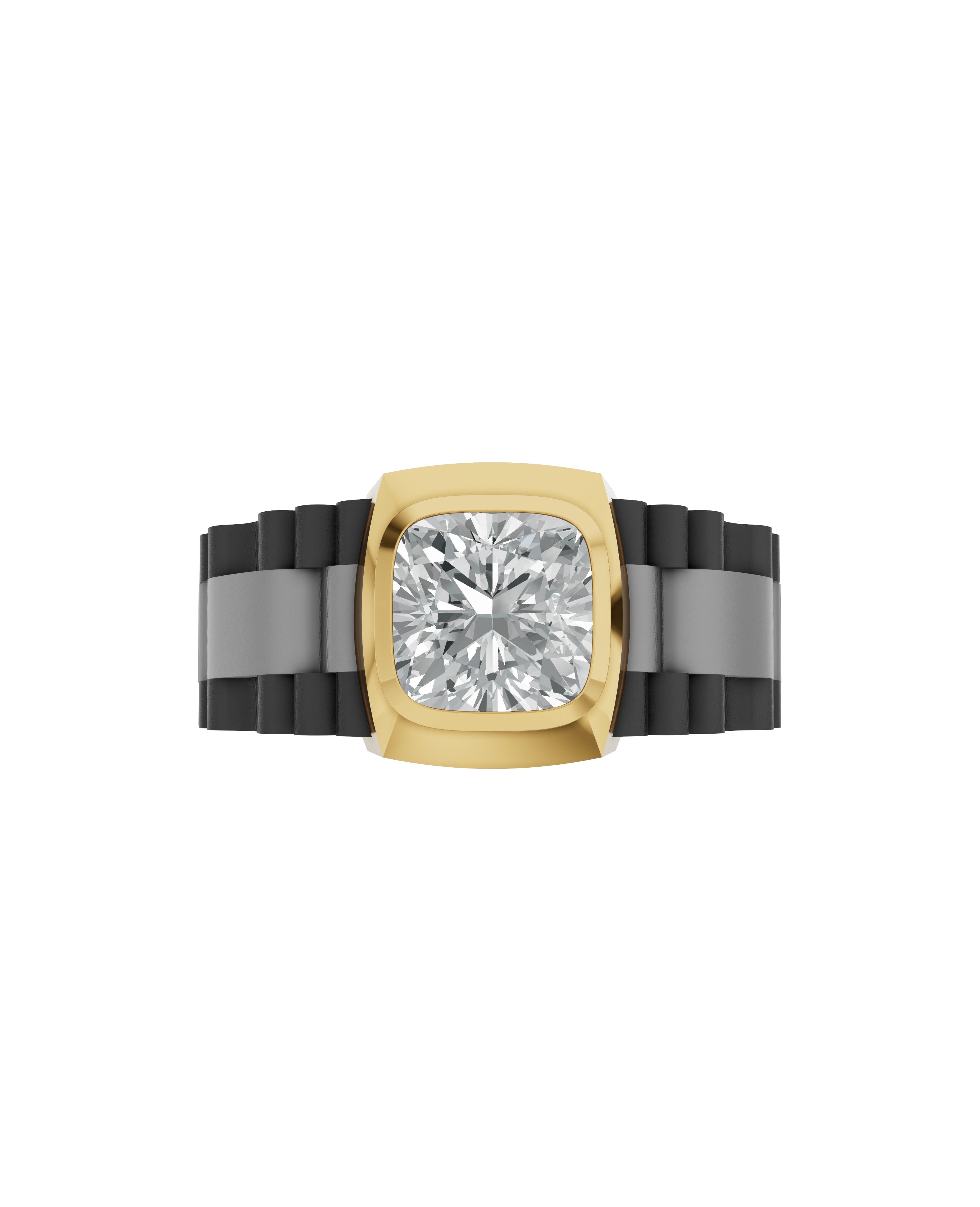 Men's Ring in Black Titanium and 14K Gold
