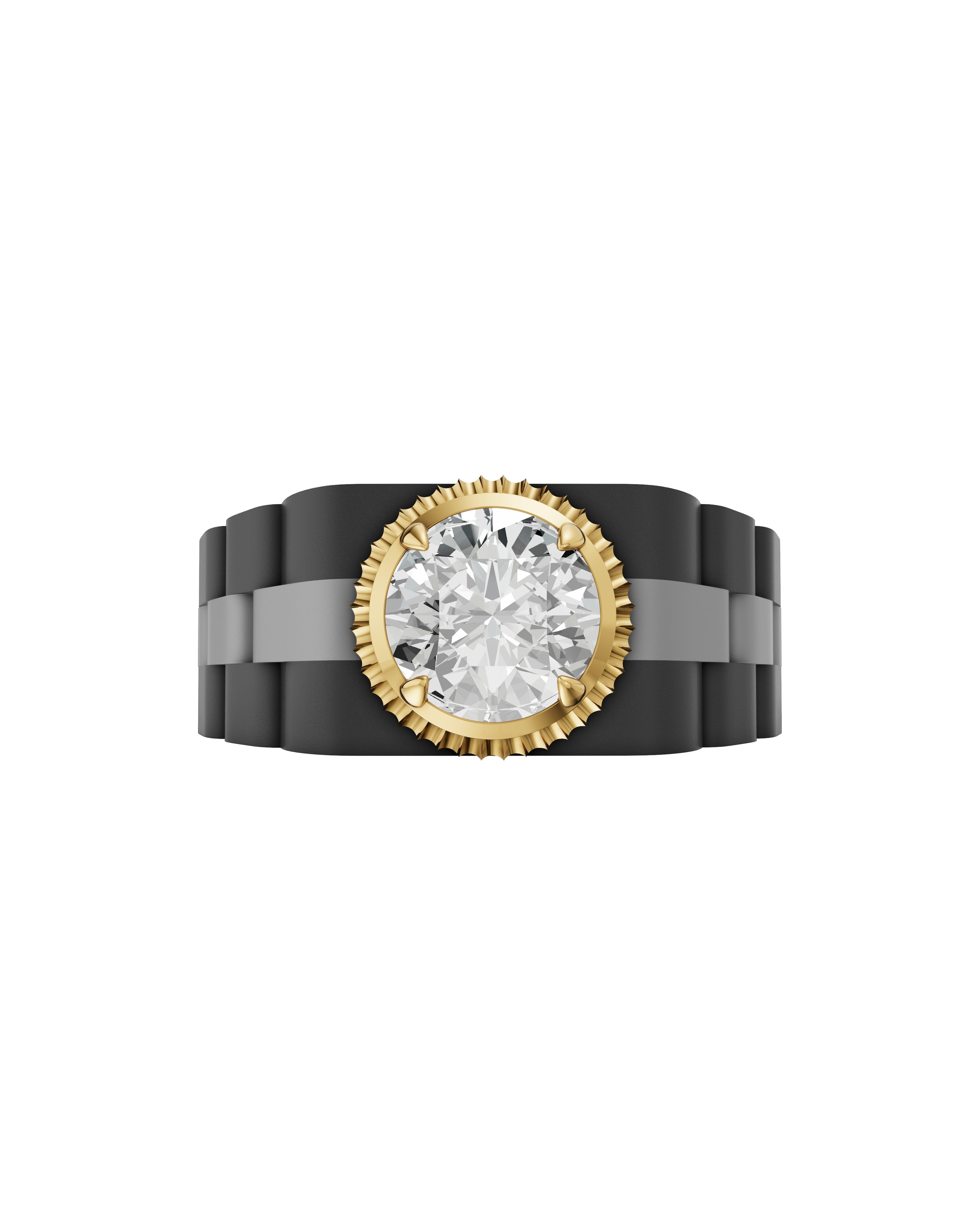 Men's Ring in Black Titanium and 14K Gold