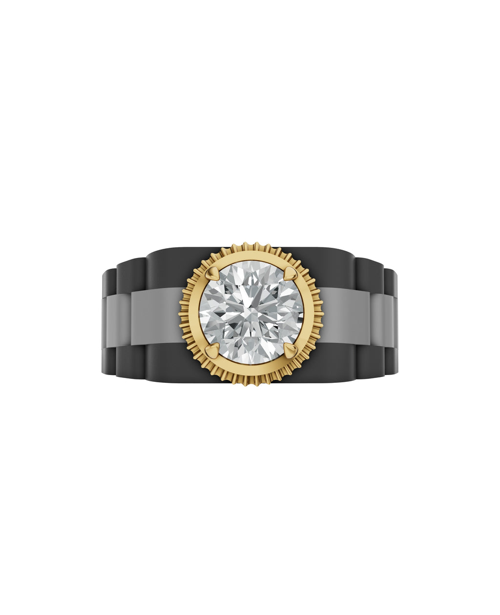 Men's Ring in Black Titanium and 14K Gold