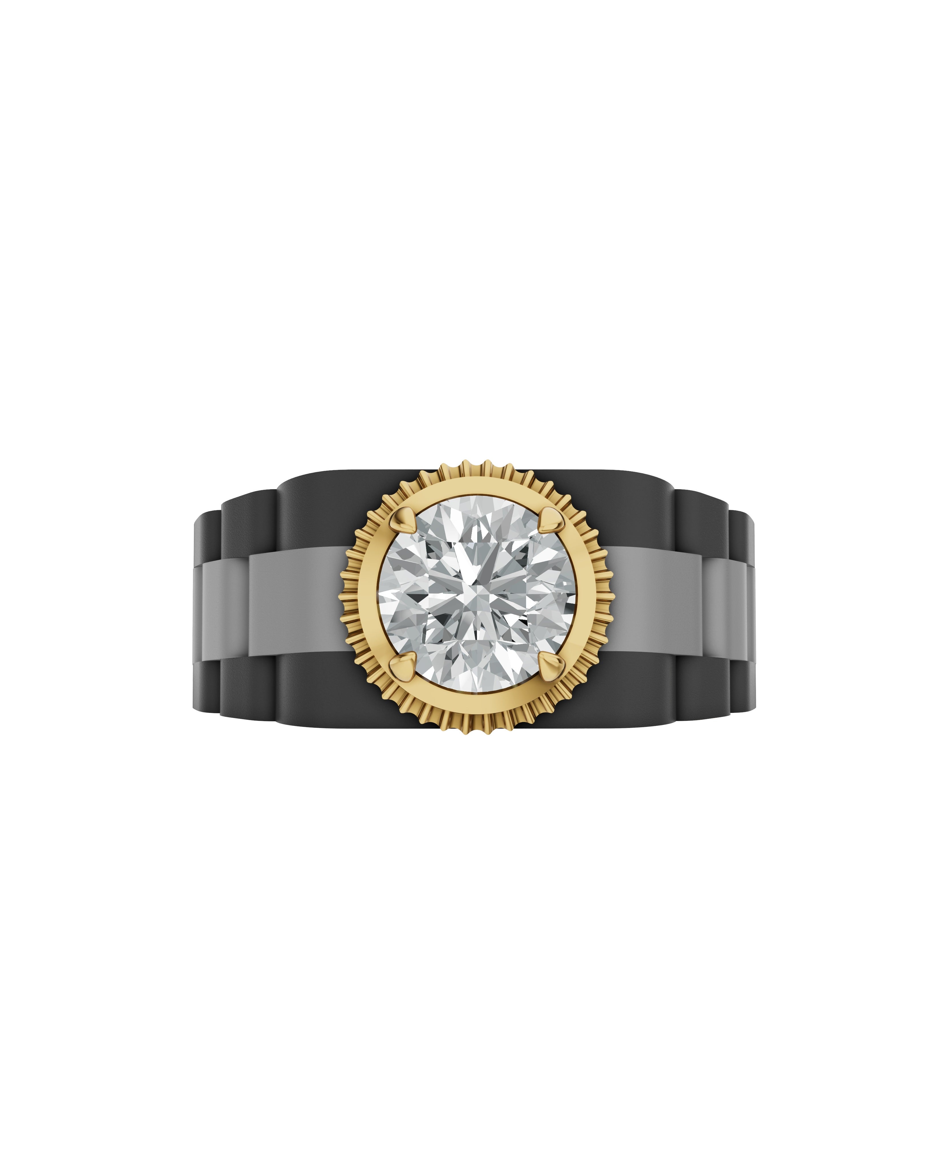Men's Ring in Black Titanium and 14K Gold