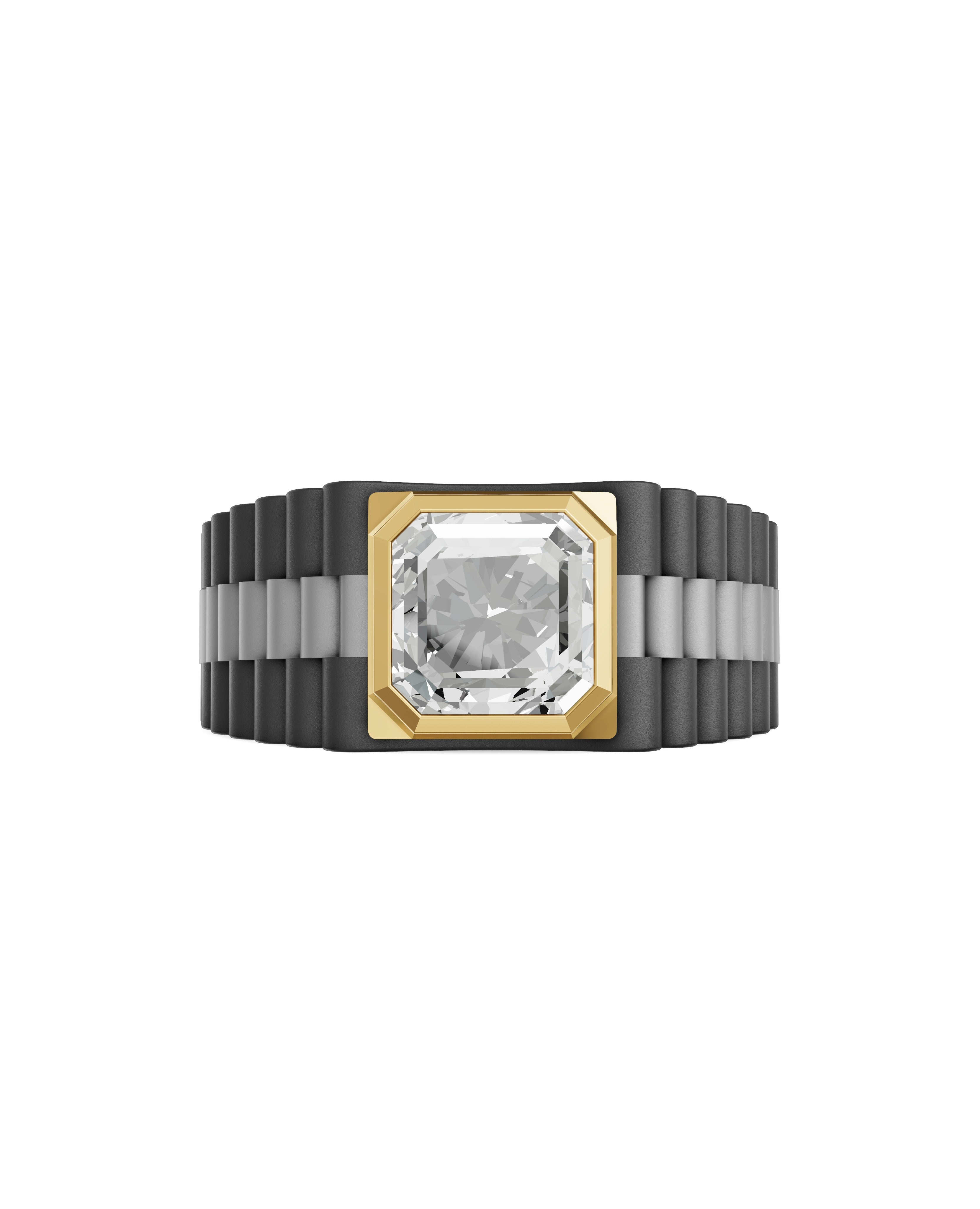 Men's Ring in Black Titanium and 14K Gold