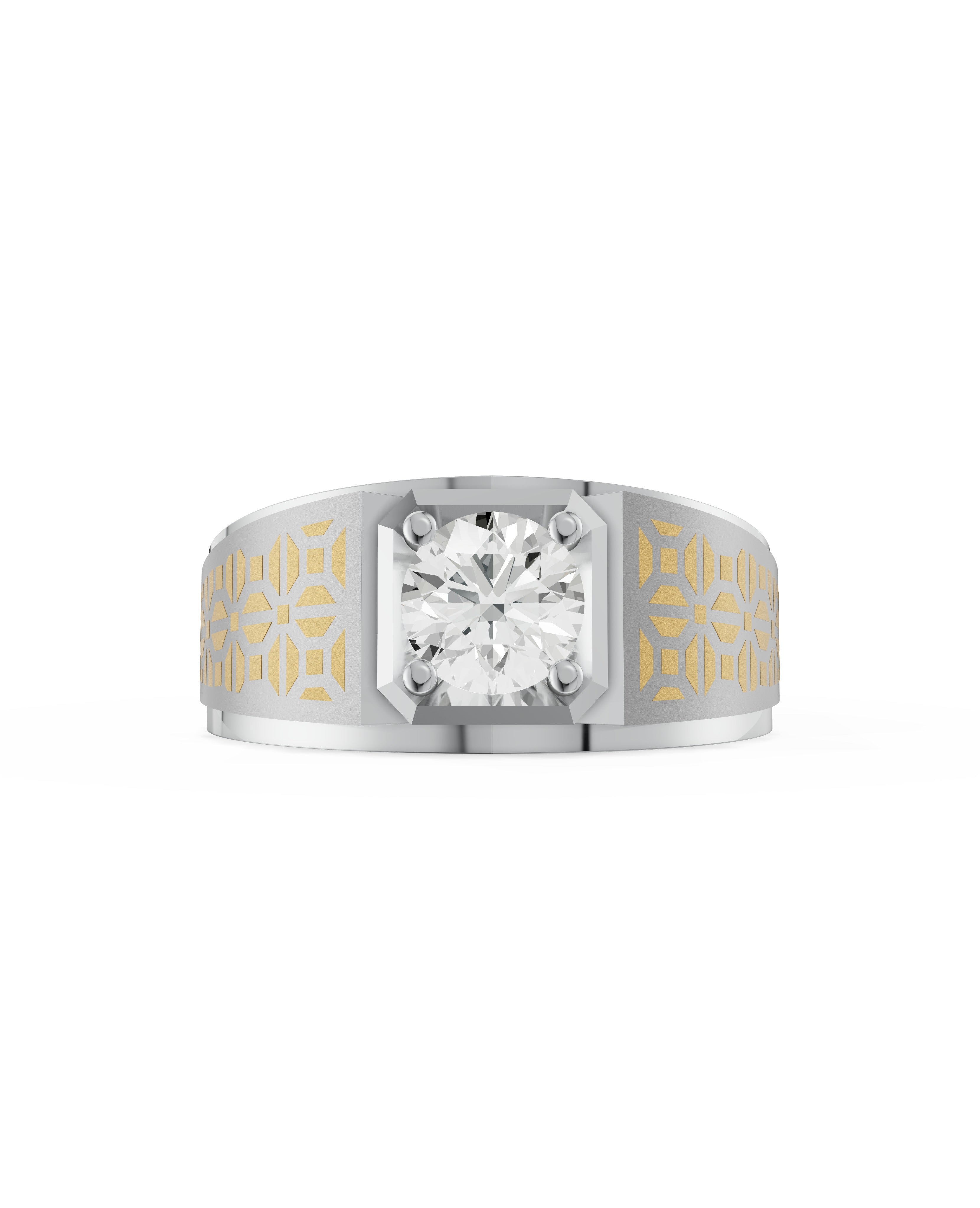 Platinum and Hand-inlaid 22k Gold