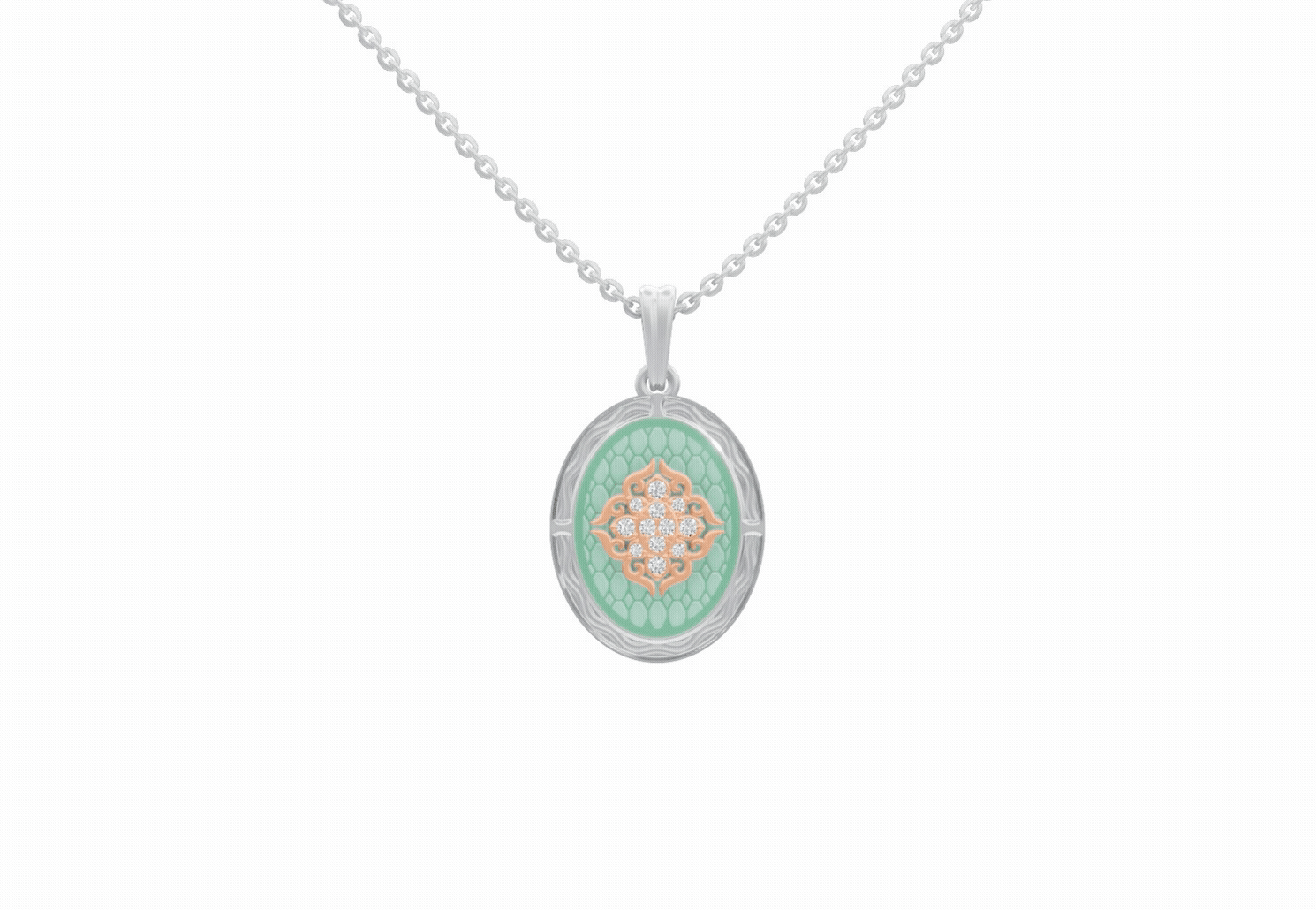 Izel Engraved Enameled Pendant