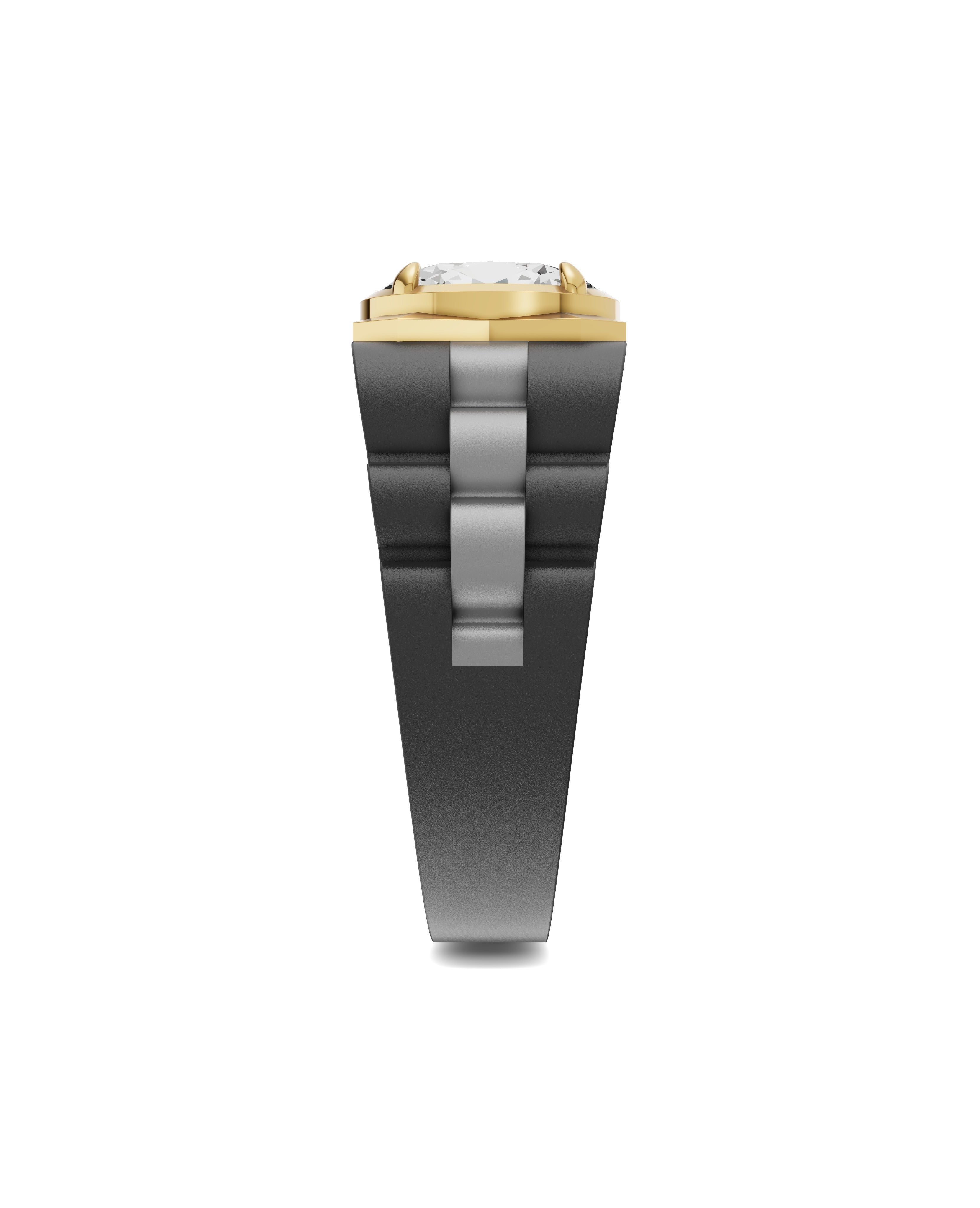 Men's Ring in Black Titanium and 14K Gold