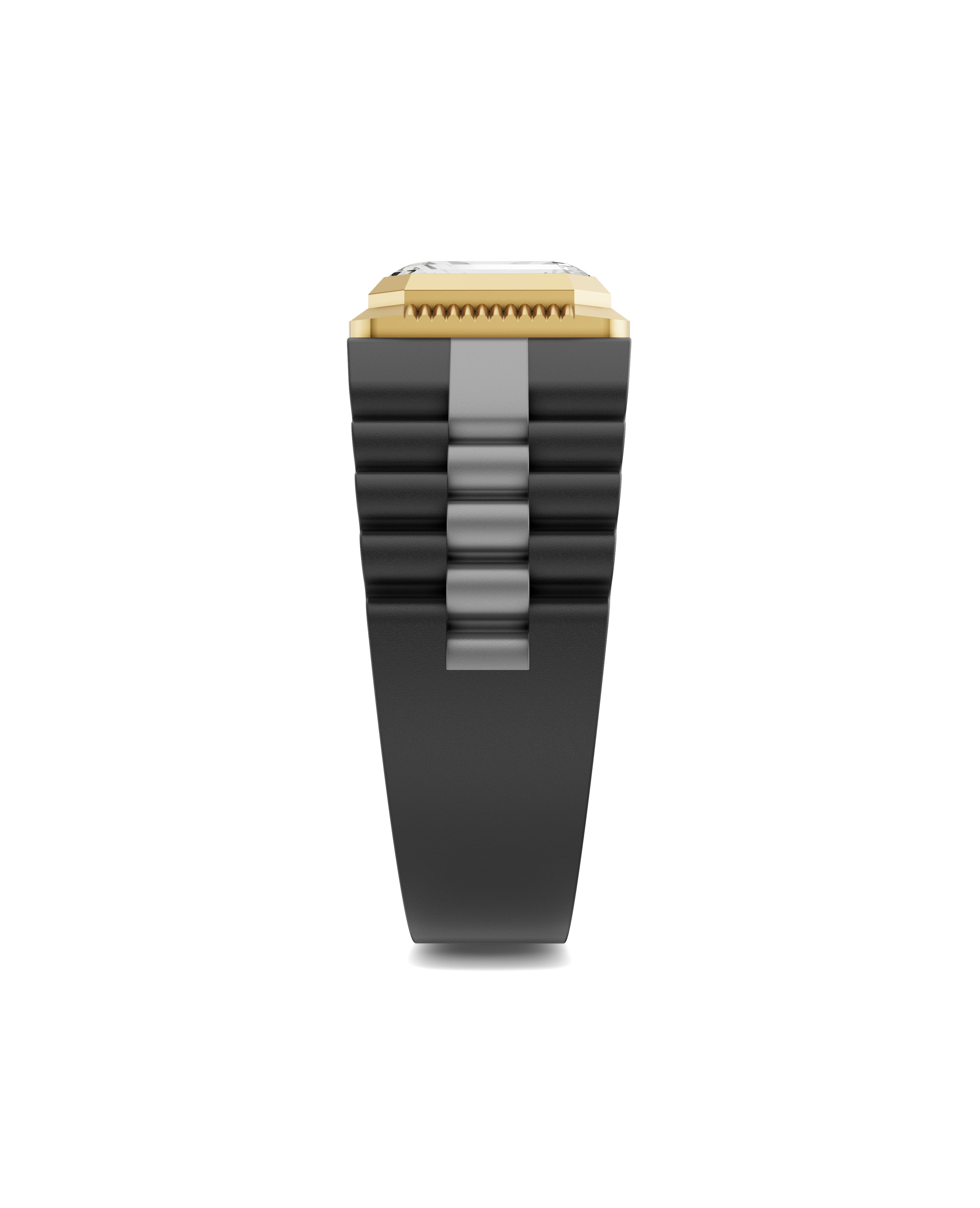 Men's Ring in Black Titanium and 14K Gold