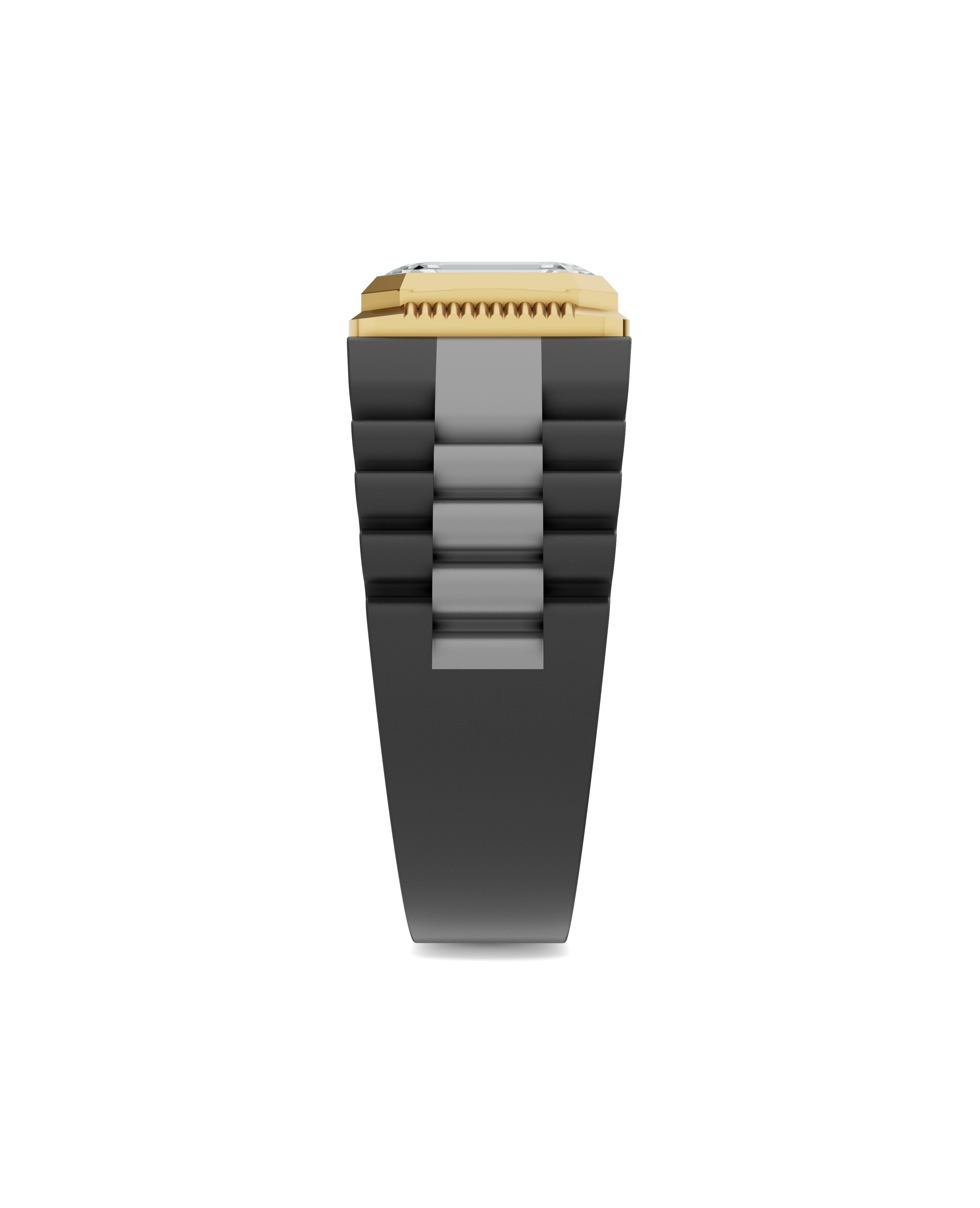 Men's Ring in Black Titanium and 14K Gold