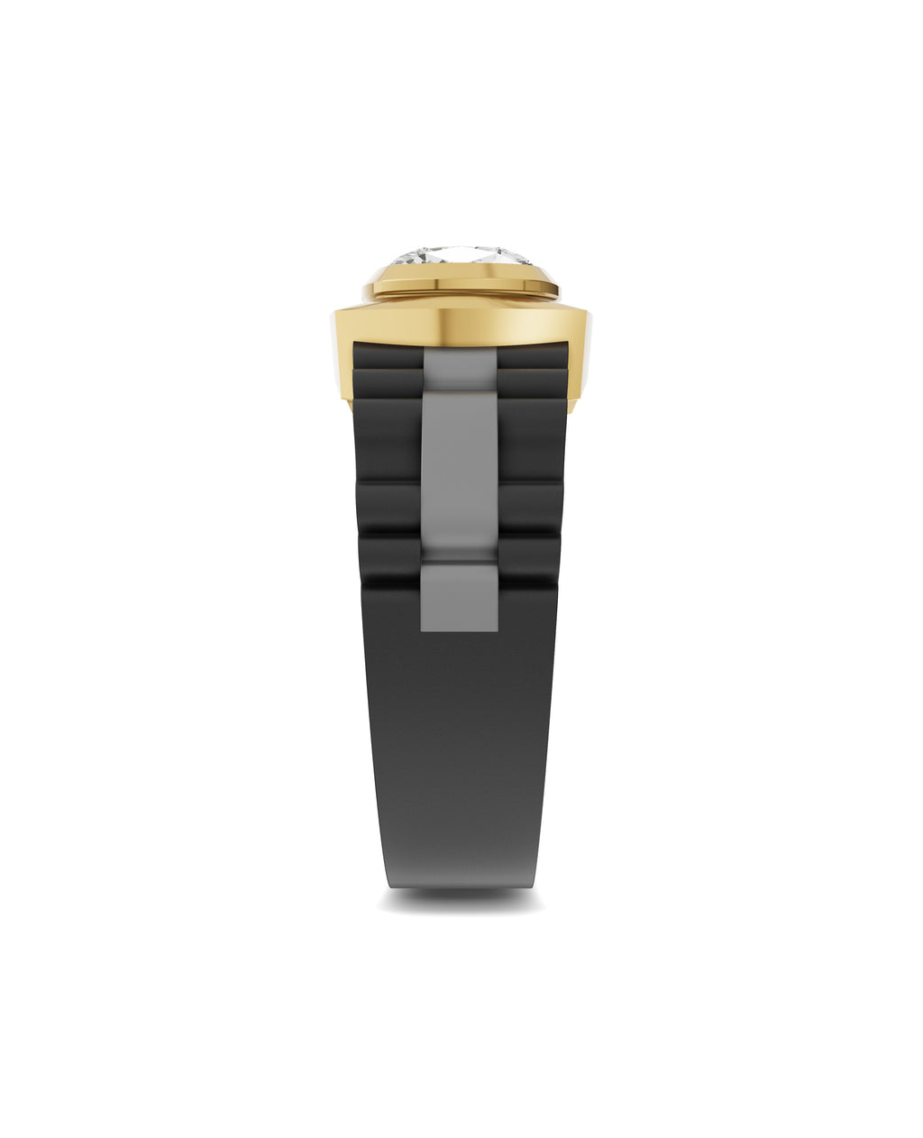 Men's Ring in Black Titanium and 14K Gold