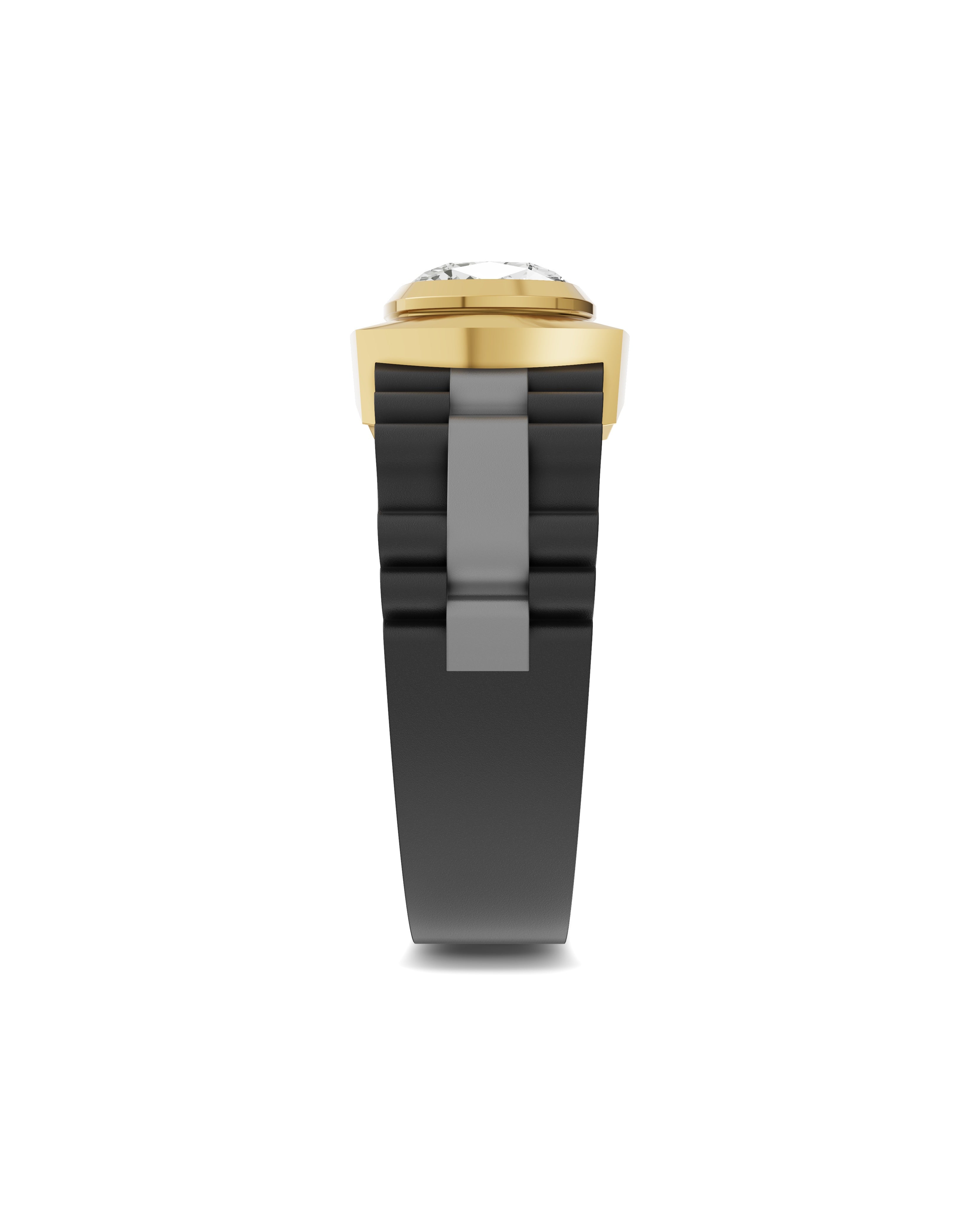 Men's Ring in Black Titanium and 14K Gold