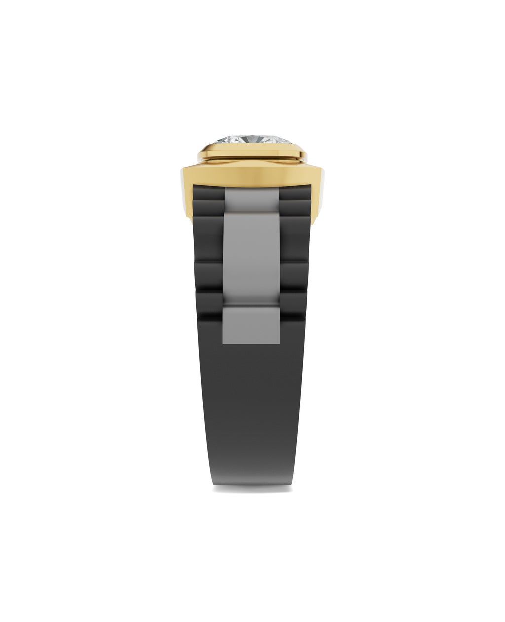 Men's Ring in Black Titanium and 14K Gold