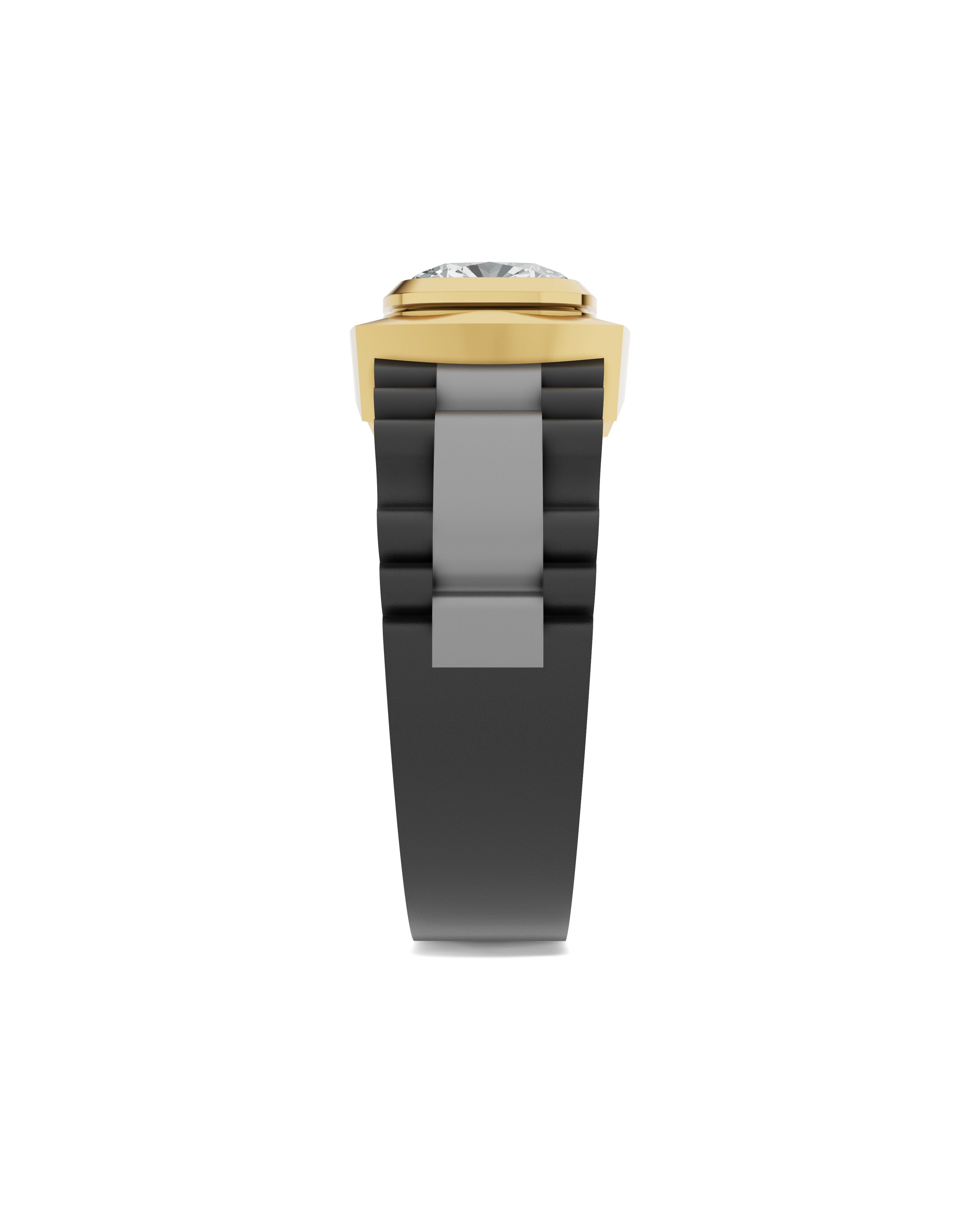 Men's Ring in Black Titanium and 14K Gold