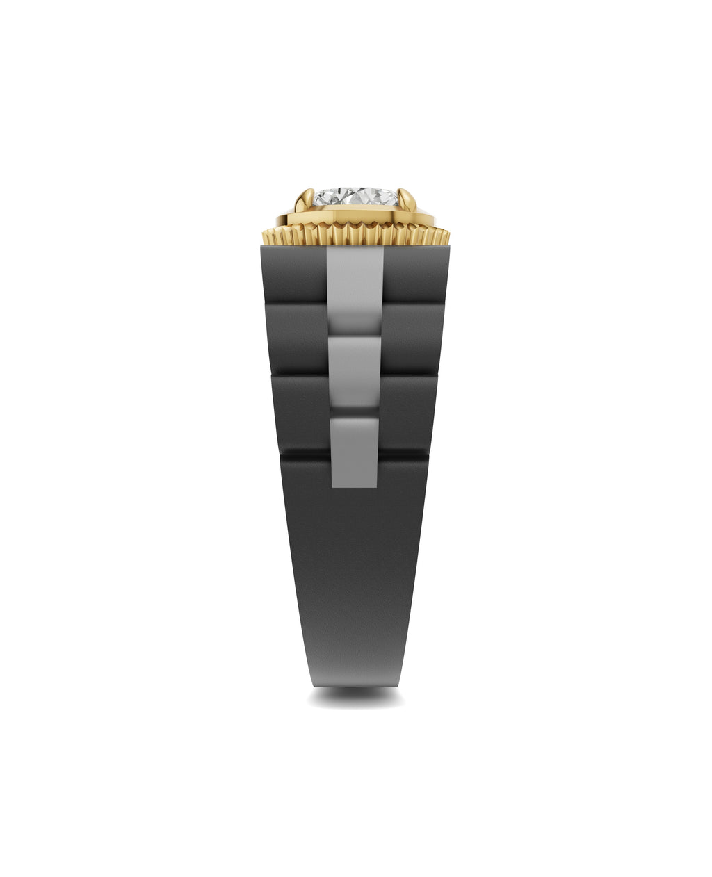 Men's Ring in Black Titanium and 14K Gold