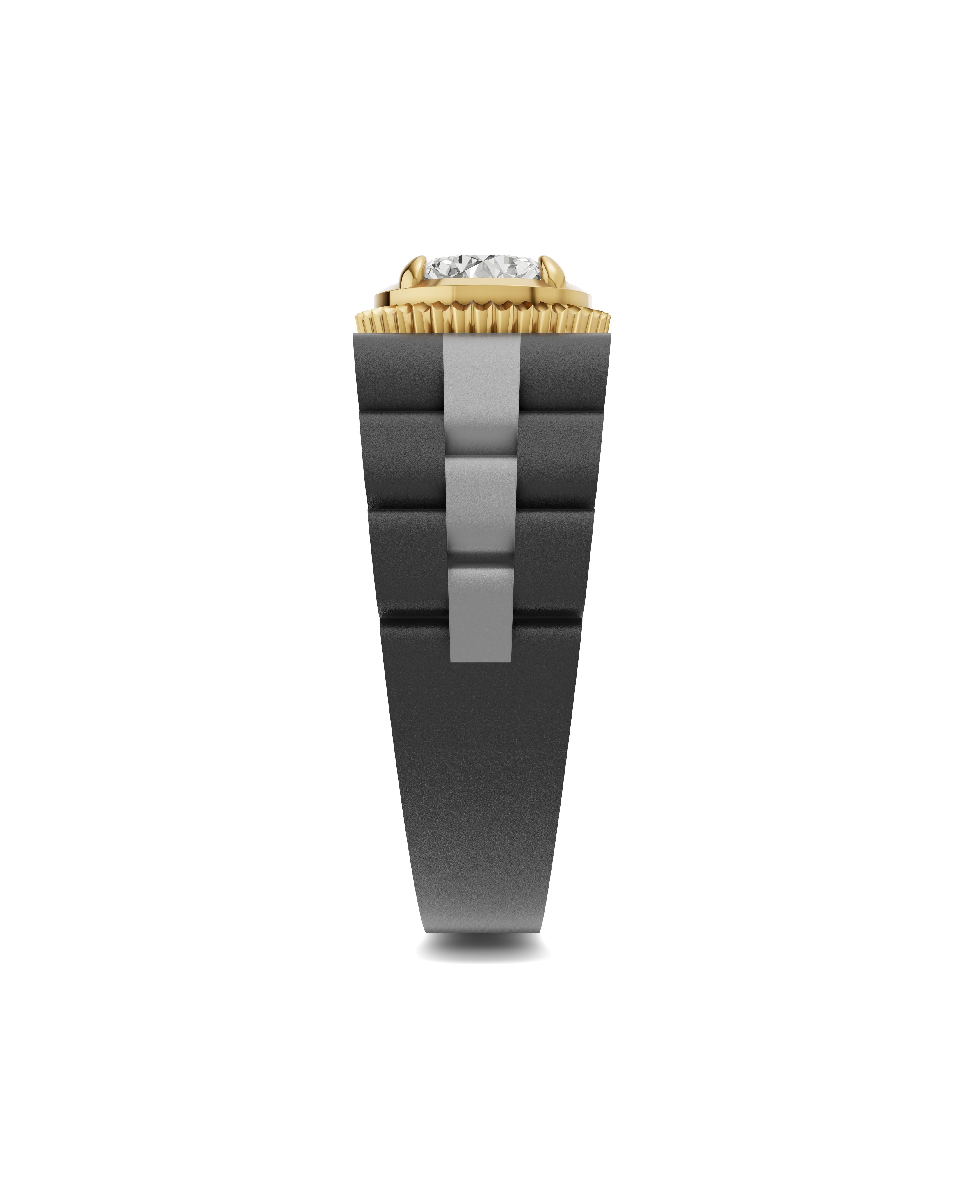 Men's Ring in Black Titanium and 14K Gold