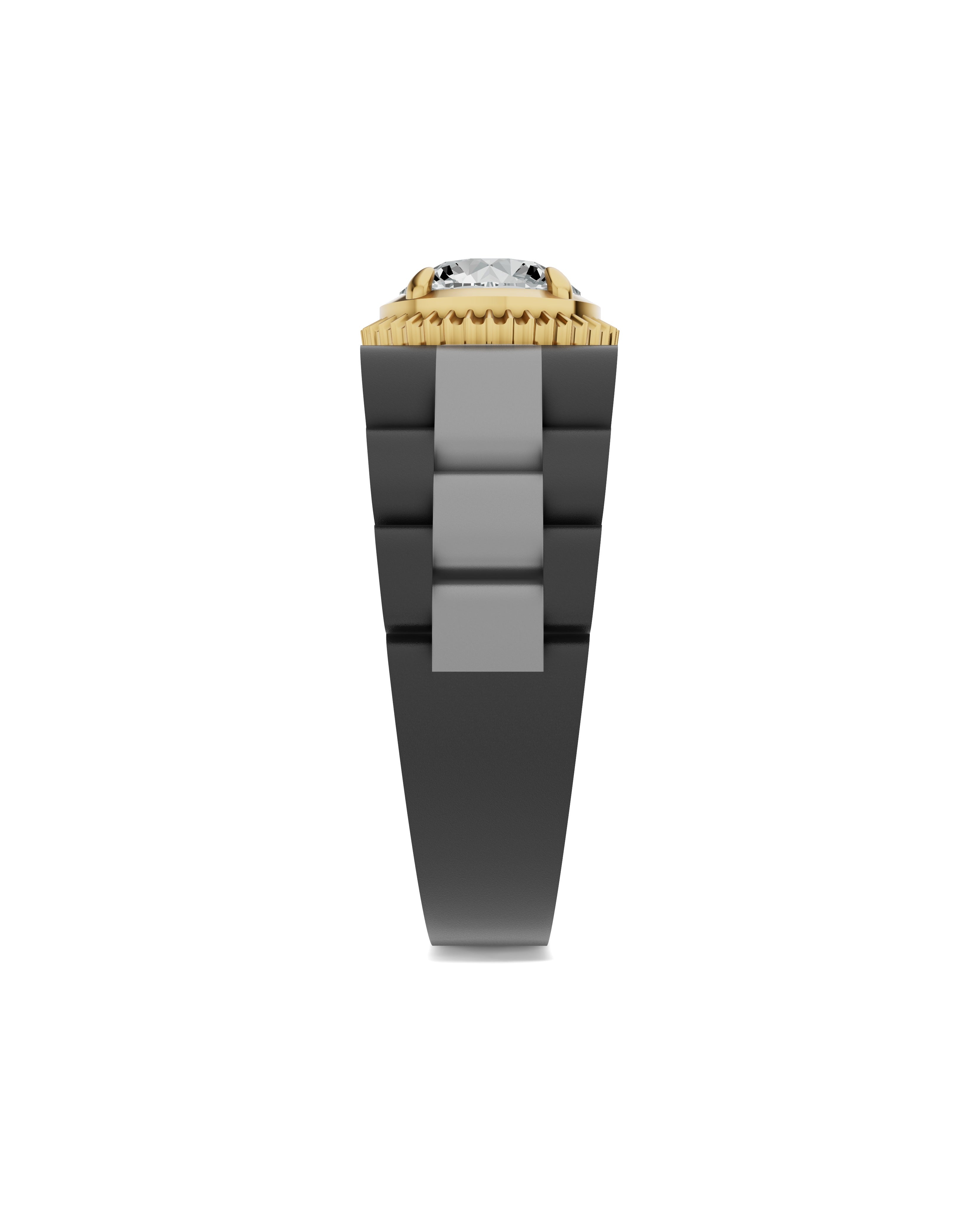 Men's Ring in Black Titanium and 14K Gold