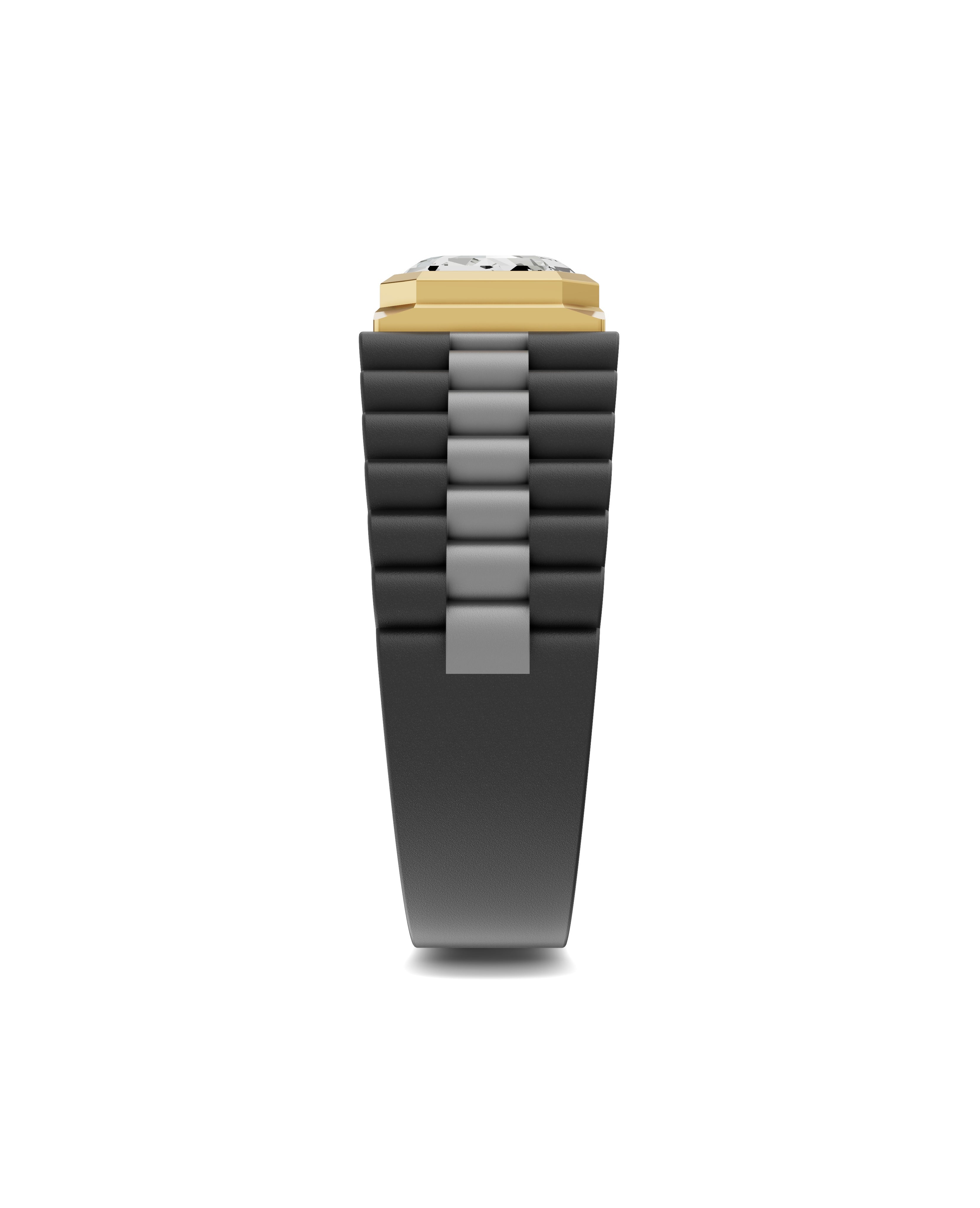 Men's Ring in Black Titanium and 14K Gold