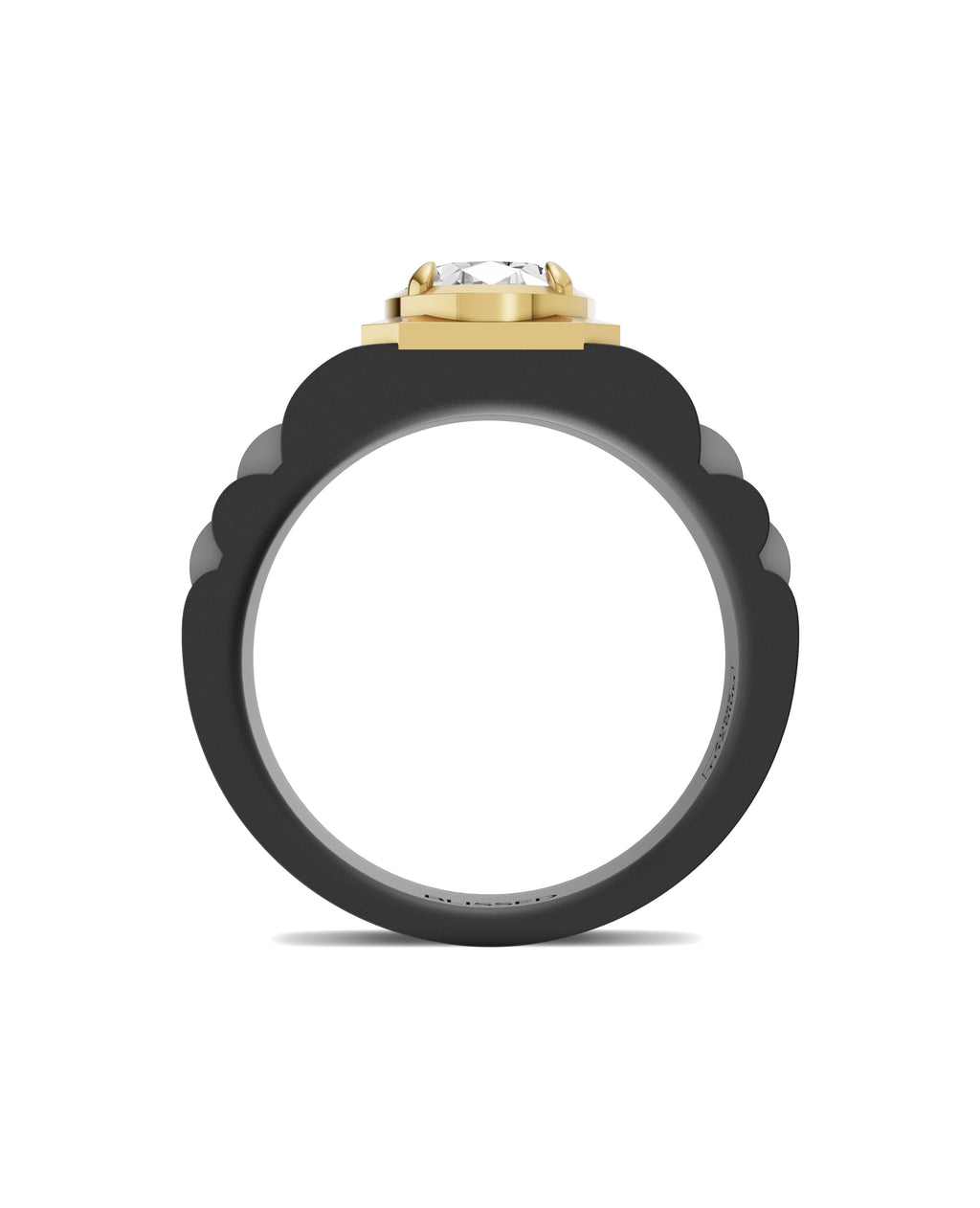 Men's Ring in Black Titanium and 14K Gold