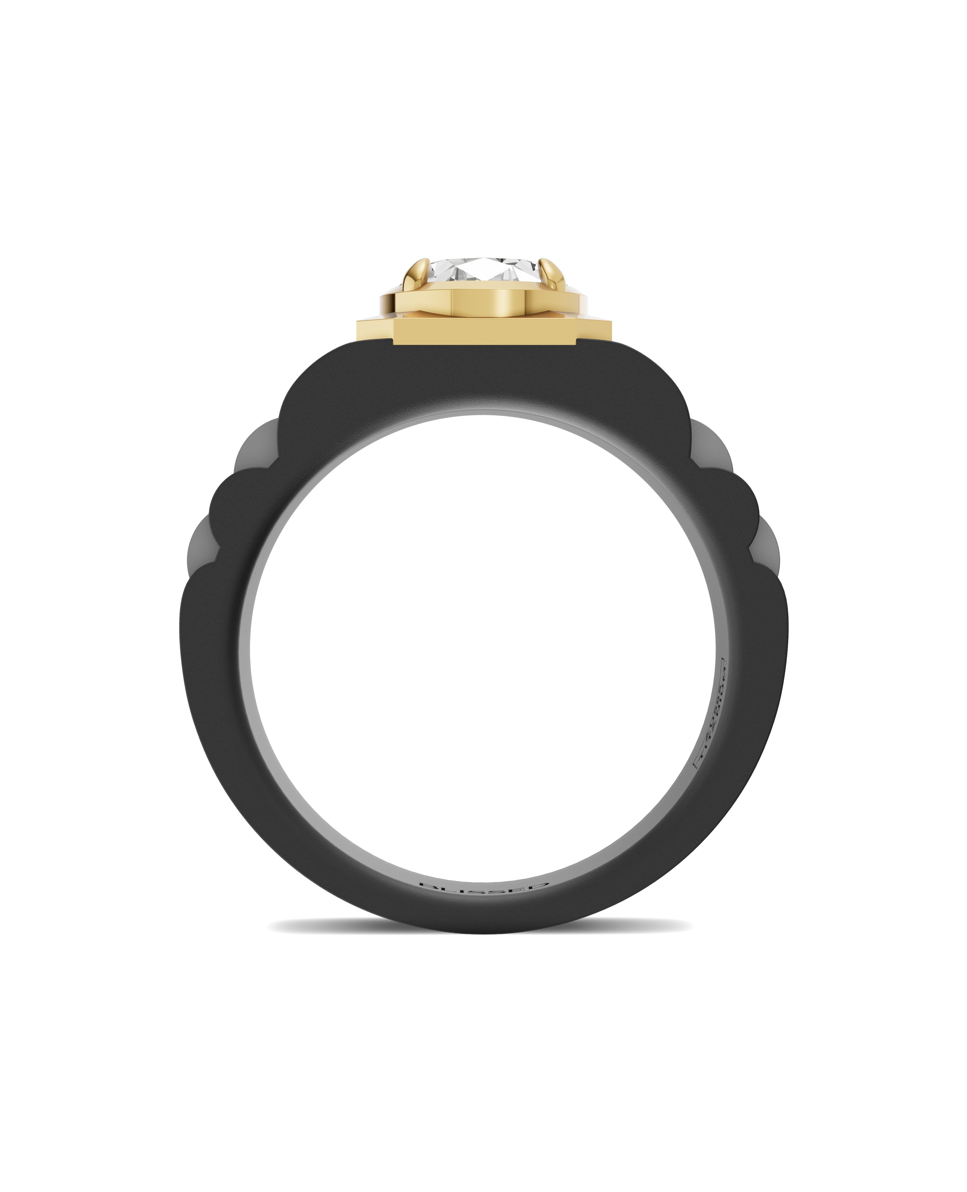 Men's Ring in Black Titanium and 14K Gold