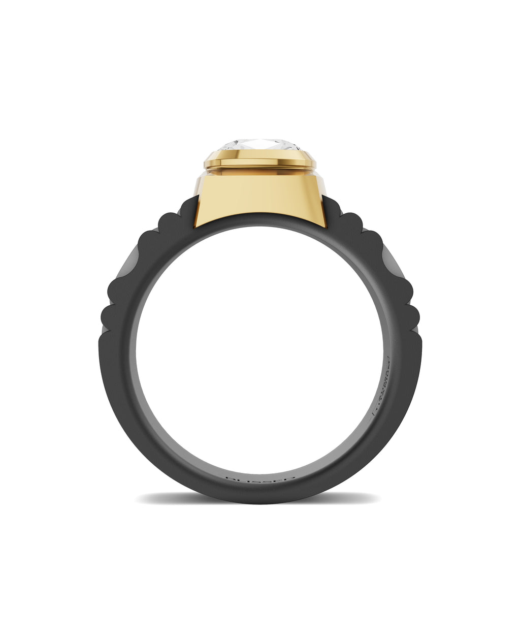Men's Ring in Black Titanium and 14K Gold