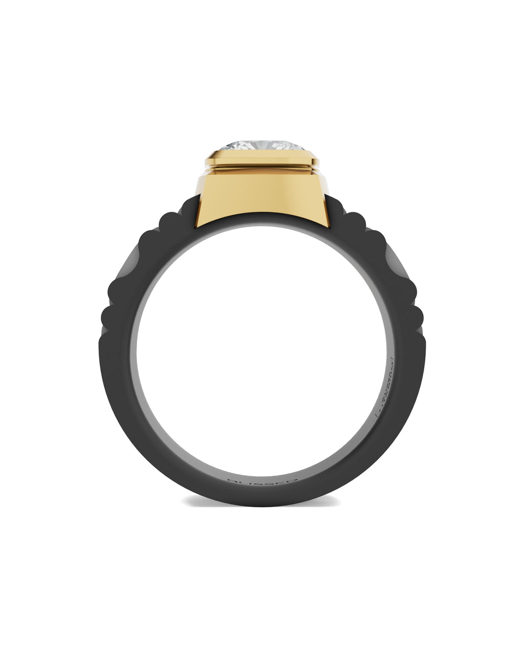 Men's Ring in Black Titanium and 14K Gold