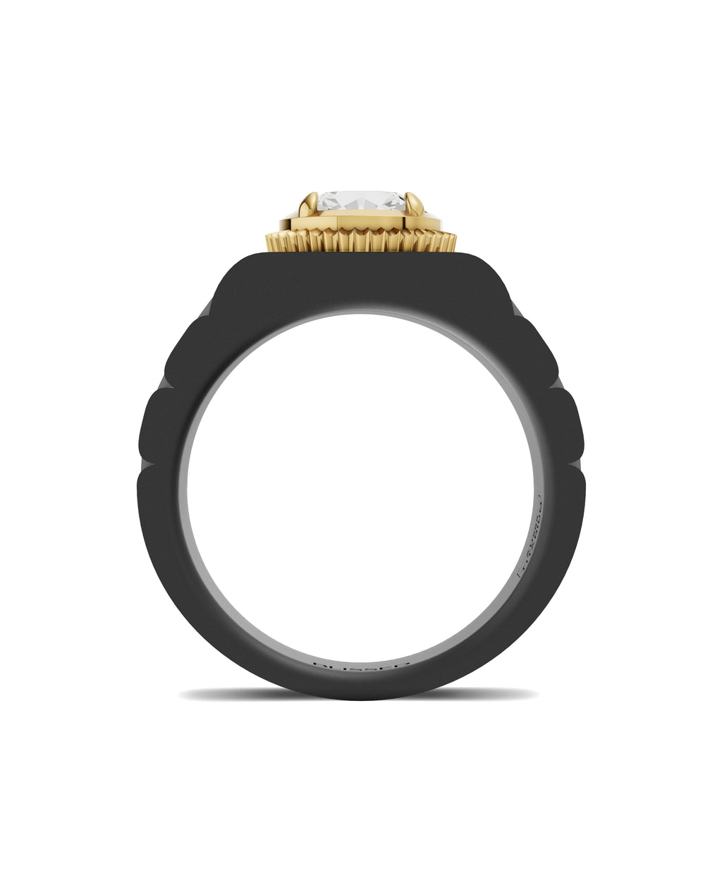 Men's Ring in Black Titanium and 14K Gold