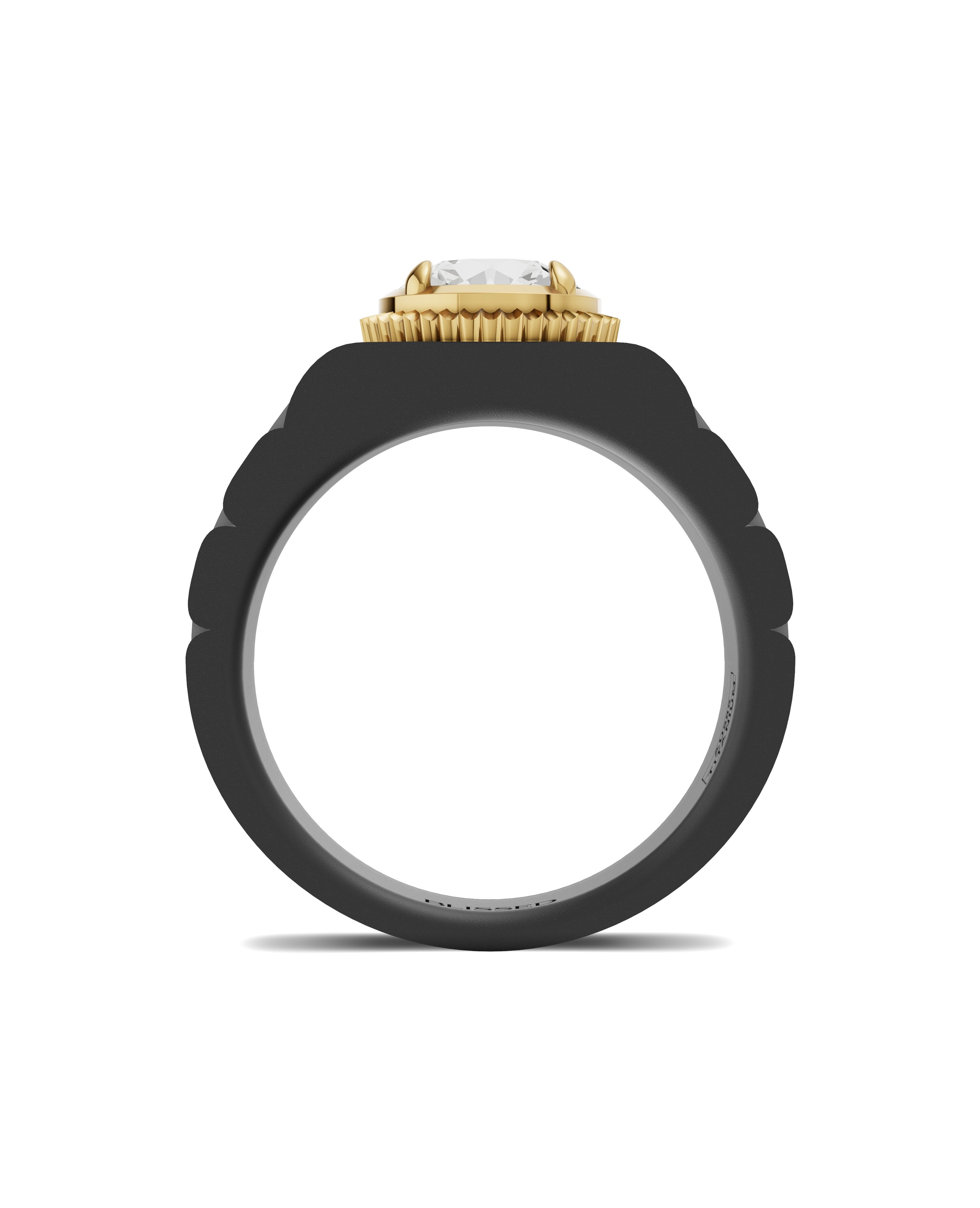 Men's Ring in Black Titanium and 14K Gold