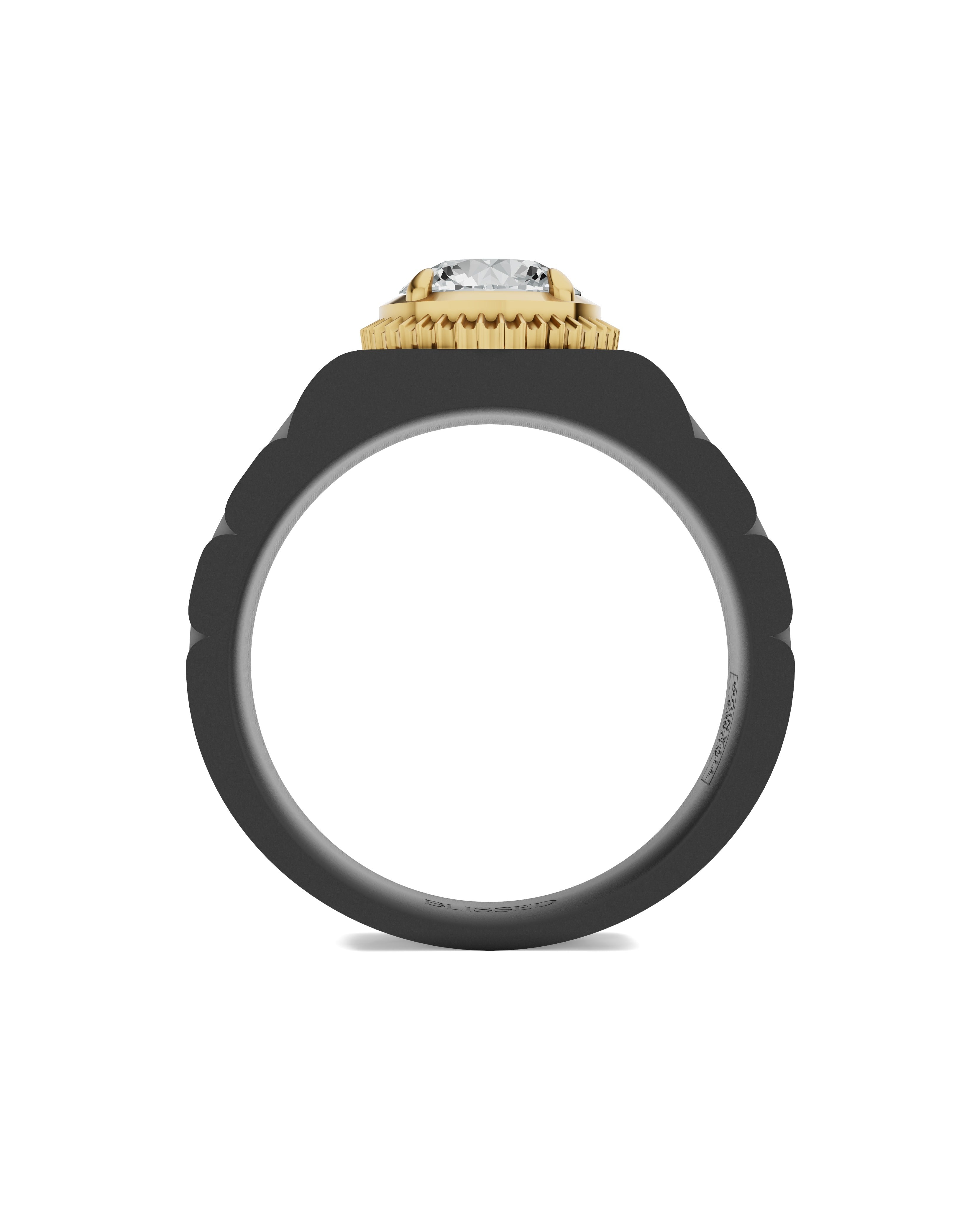 Men's Ring in Black Titanium and 14K Gold