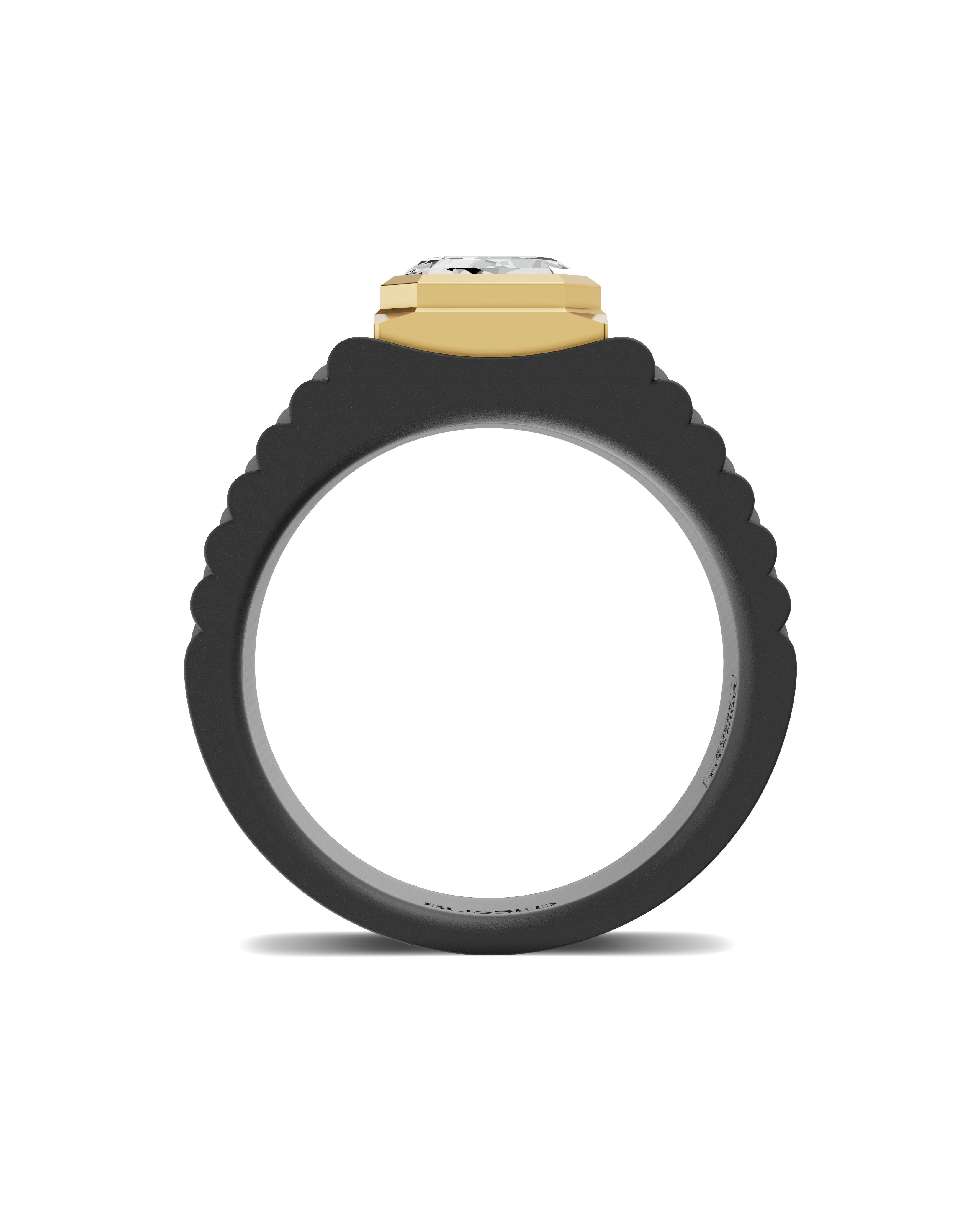 Men's Ring in Black Titanium and 14K Gold