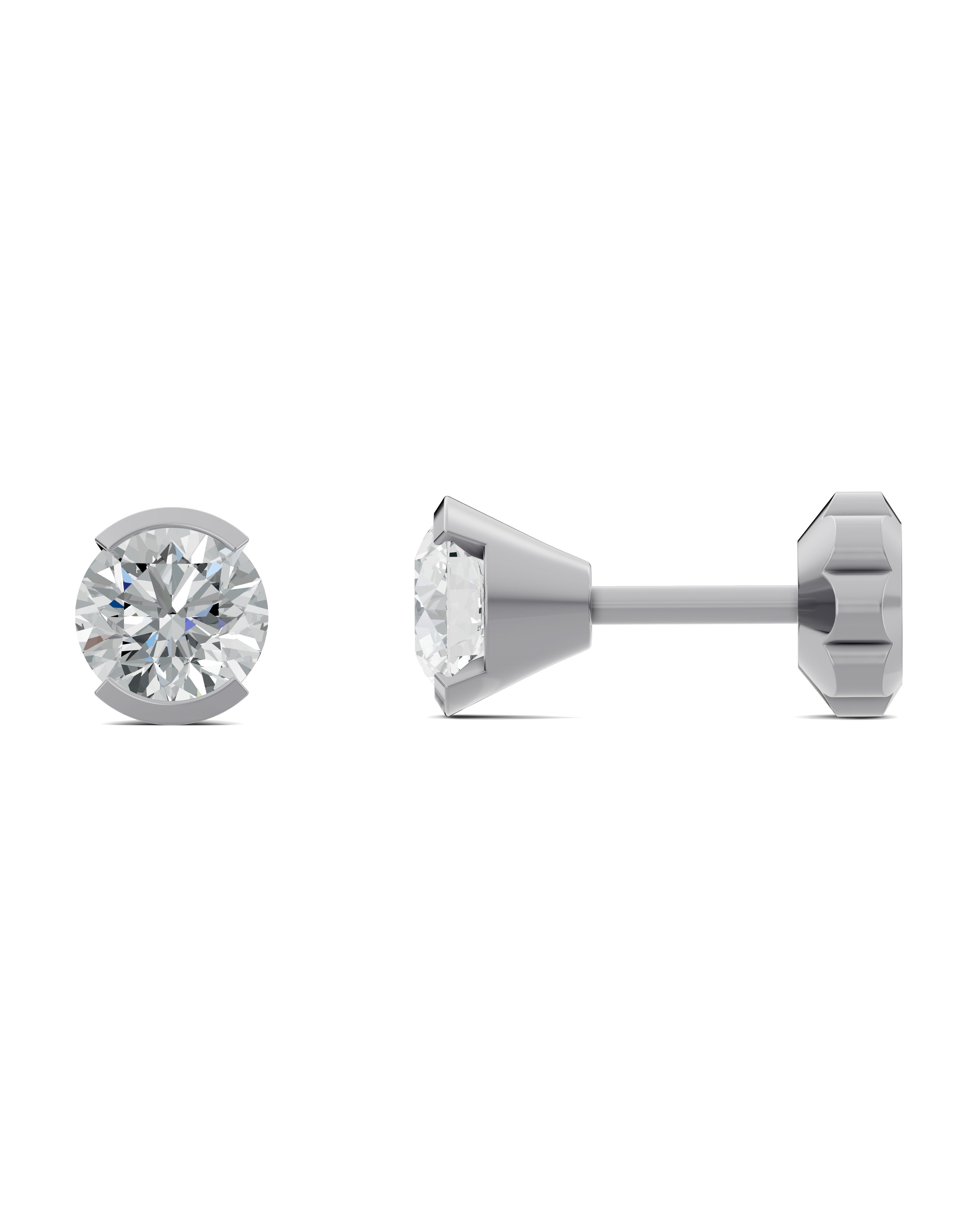 Substance Half Bezel Stud Earrings