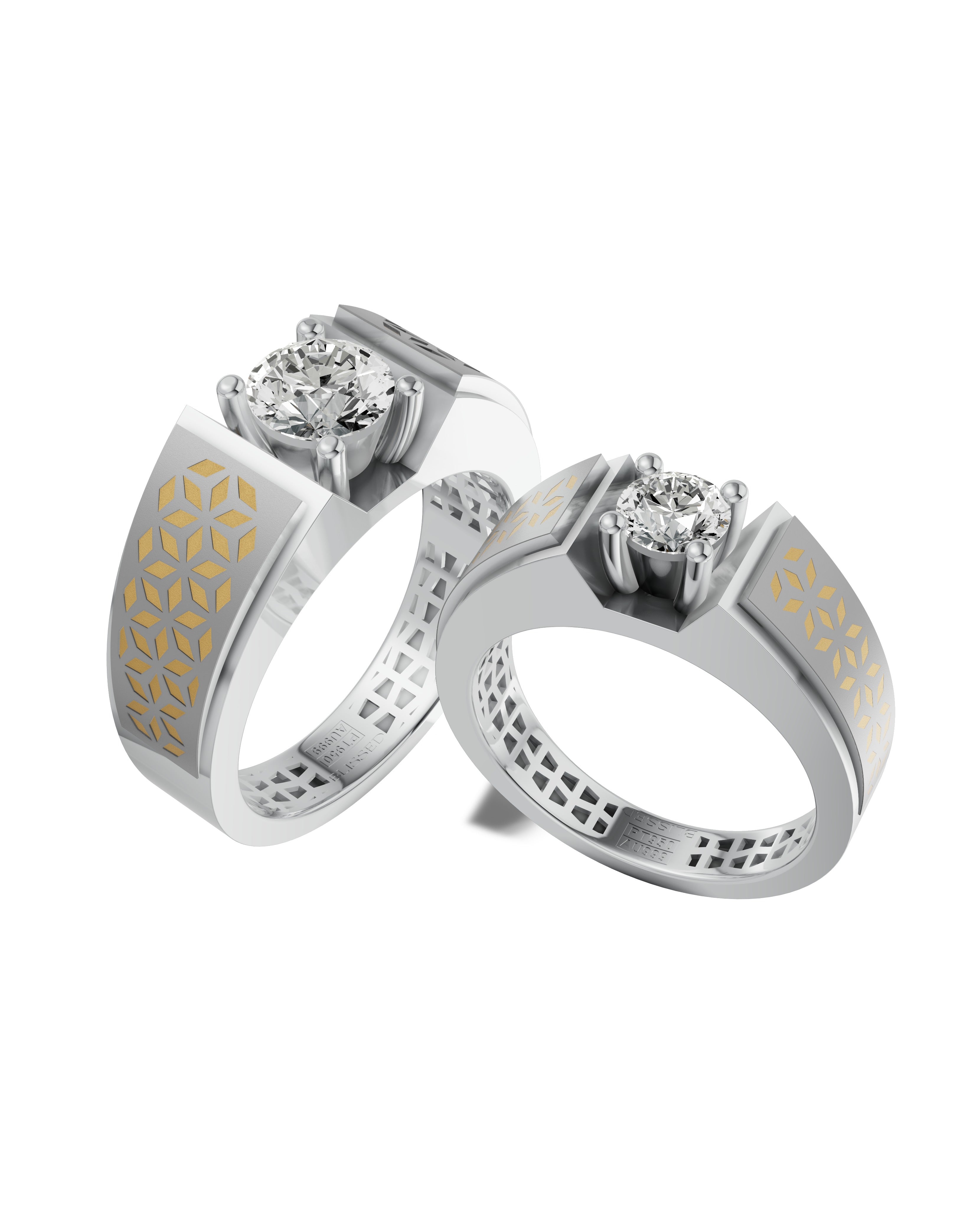 Platinum and Hand-inlaid 22k Gold