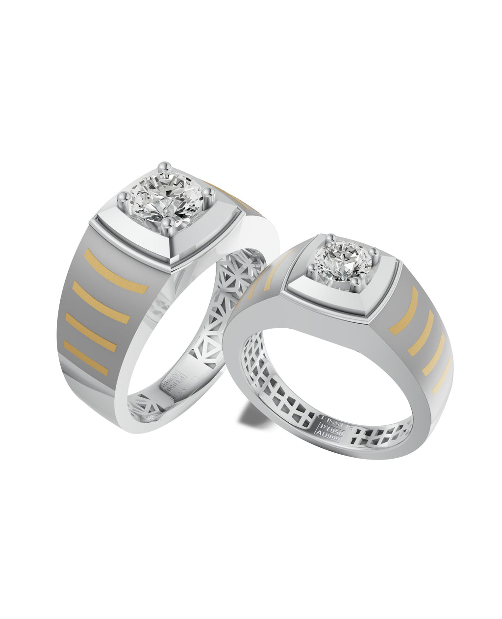 Platinum and Hand-inlaid 22k Gold