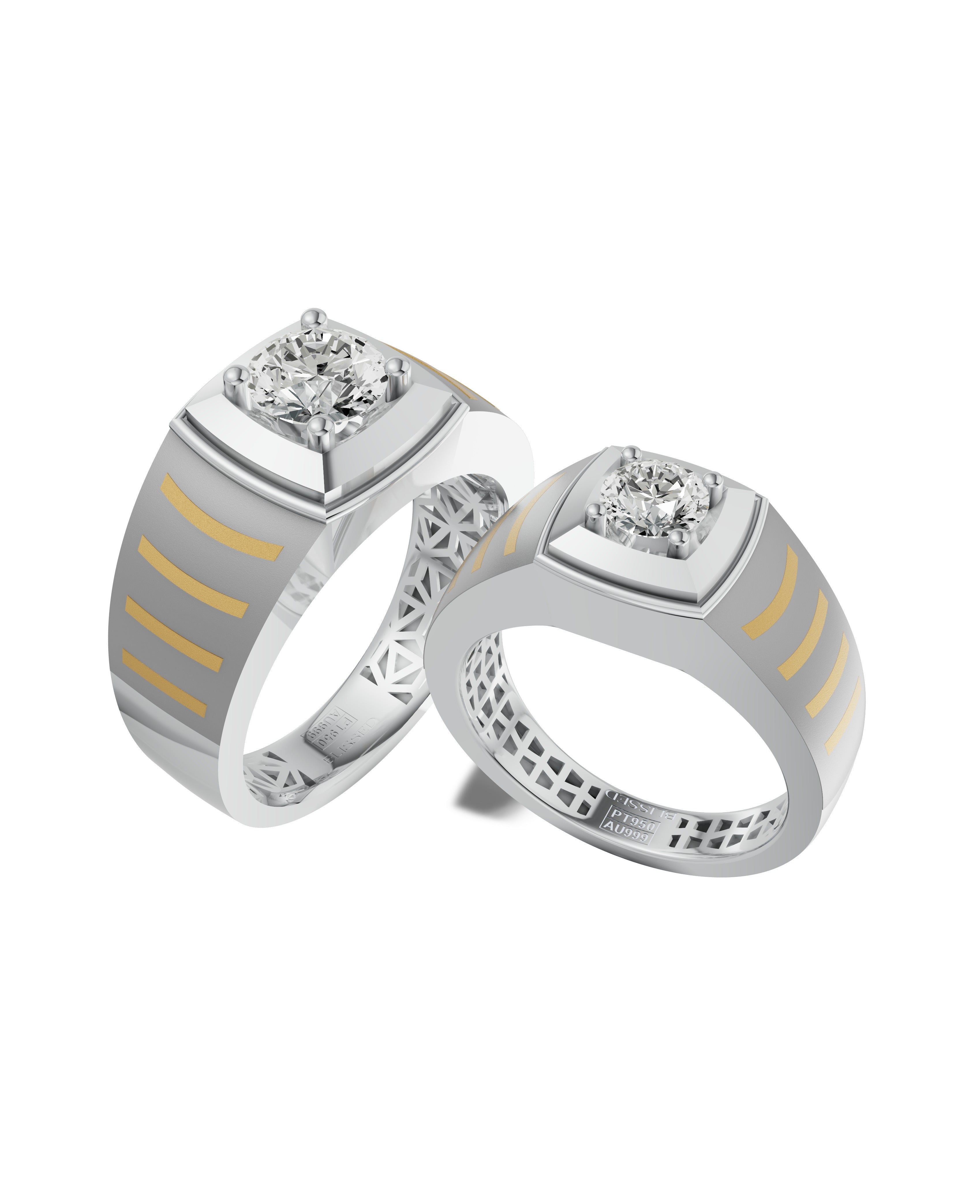 Platinum and Hand-inlaid 22k Gold