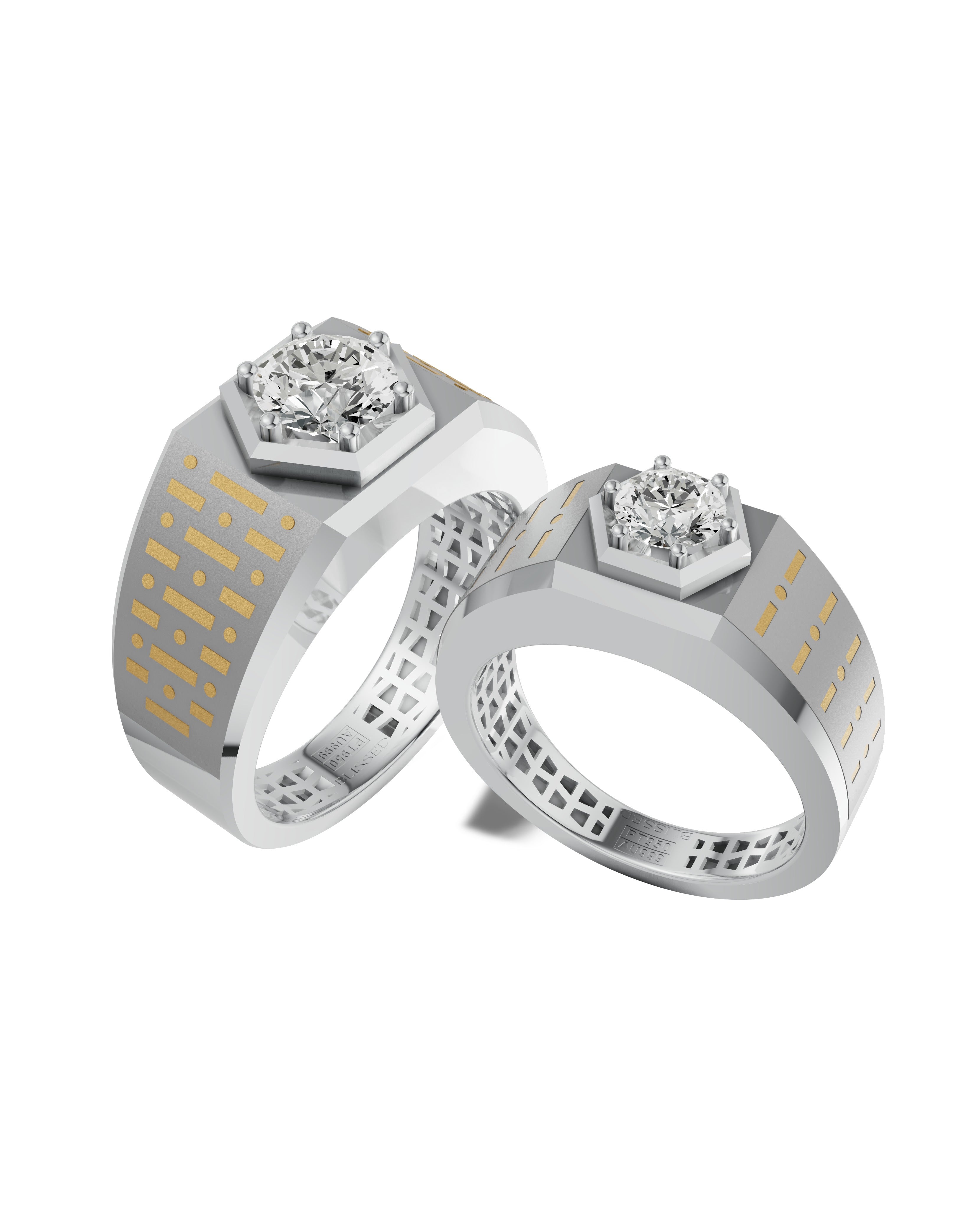 Platinum and Hand-inlaid 22k Gold